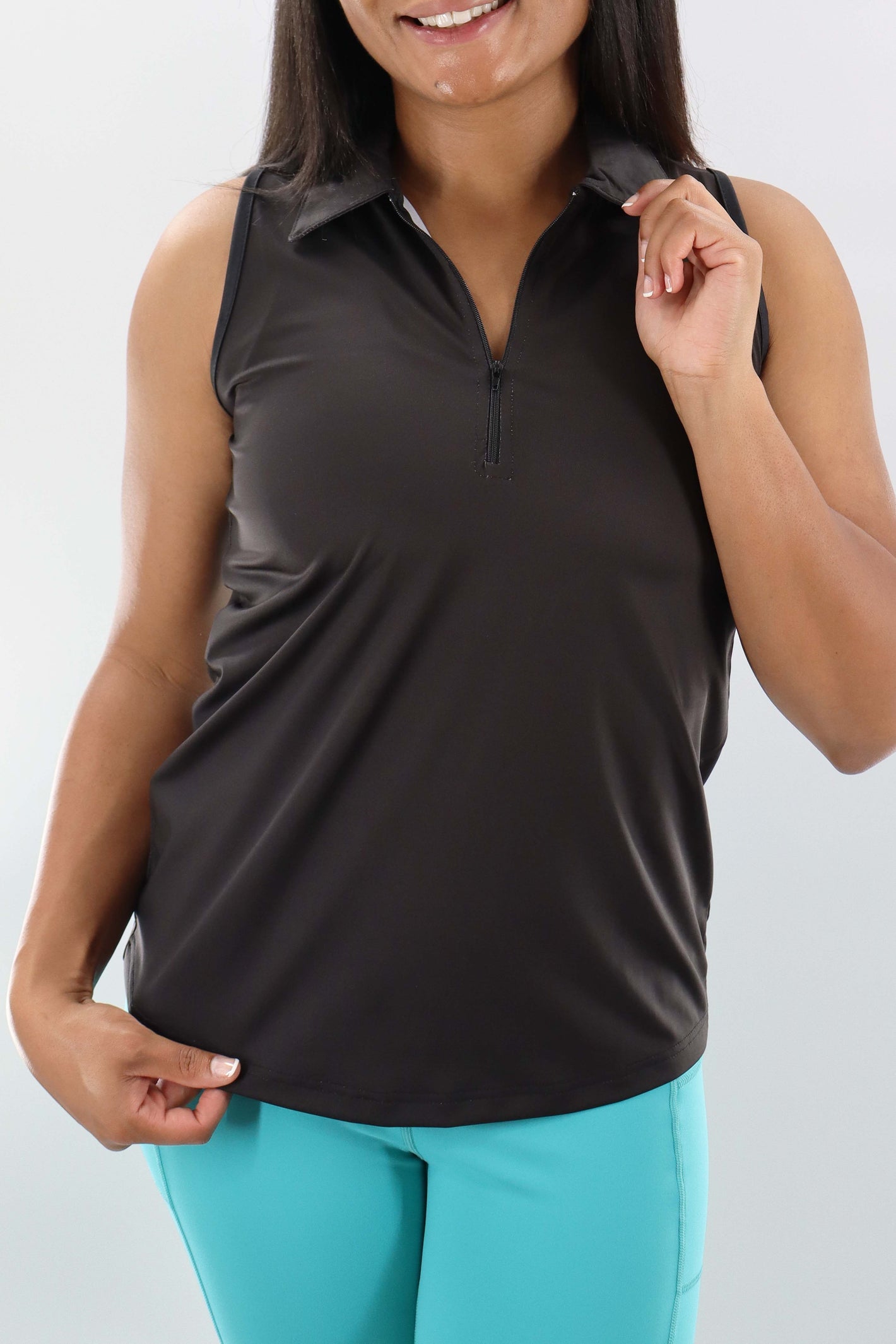 4110 - Womens Sleeveless Polo - Black - FINAL SALE