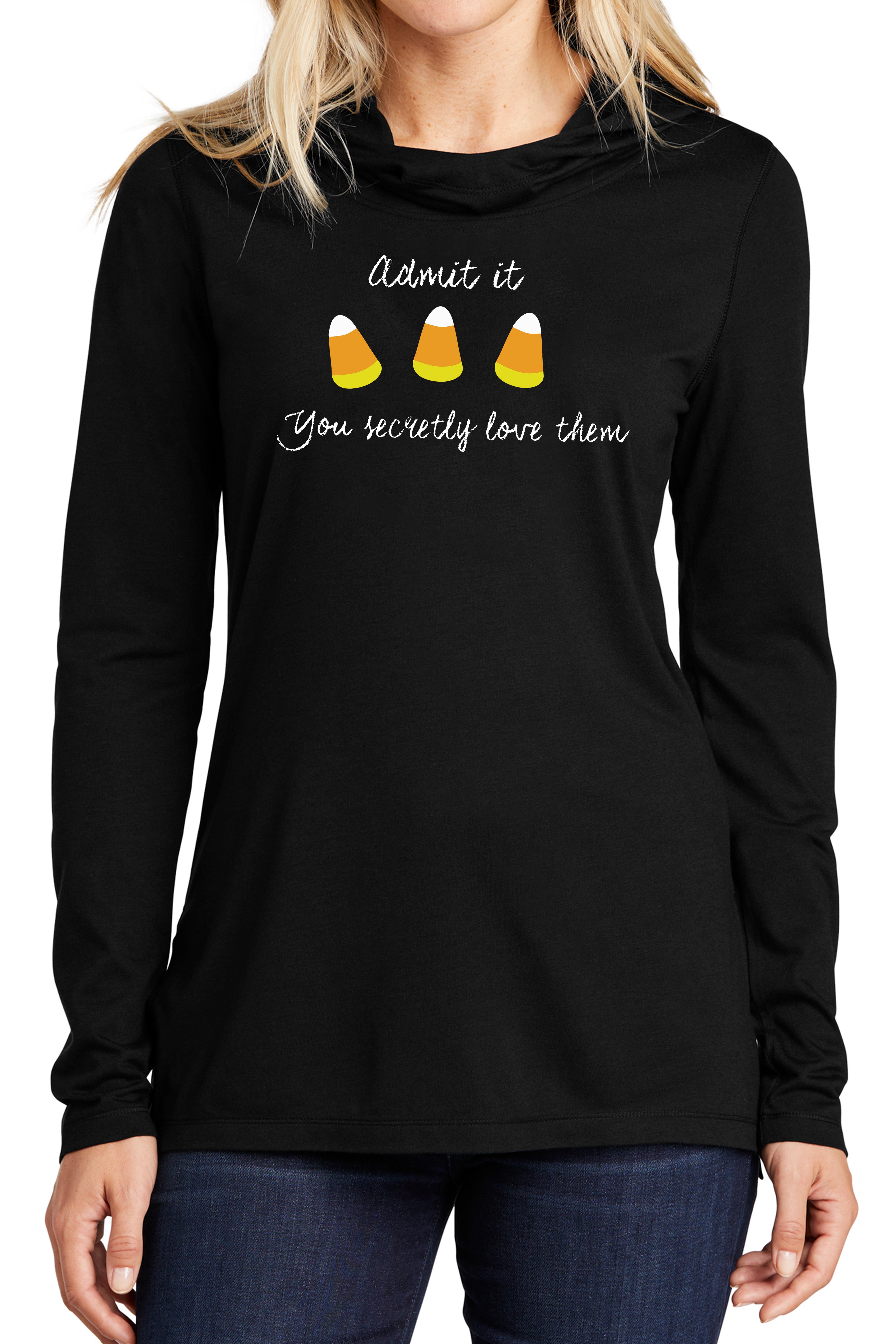 5228- Candy Corn Unisex Lightweight Hoodie / Black - FINAL SALE