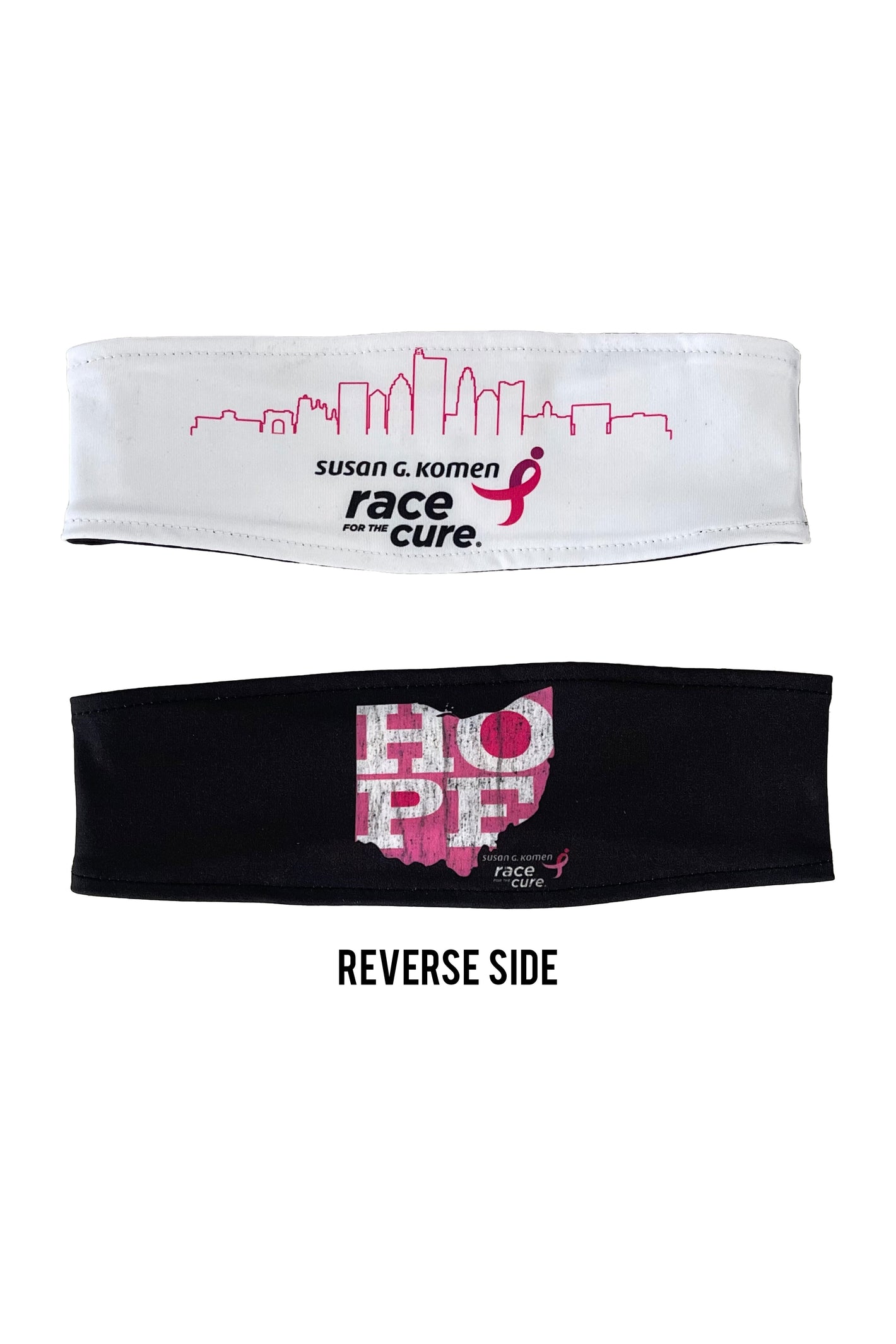 3007 - REVERSIBLE Komen "Hope OHIO" Headband/ White & Black