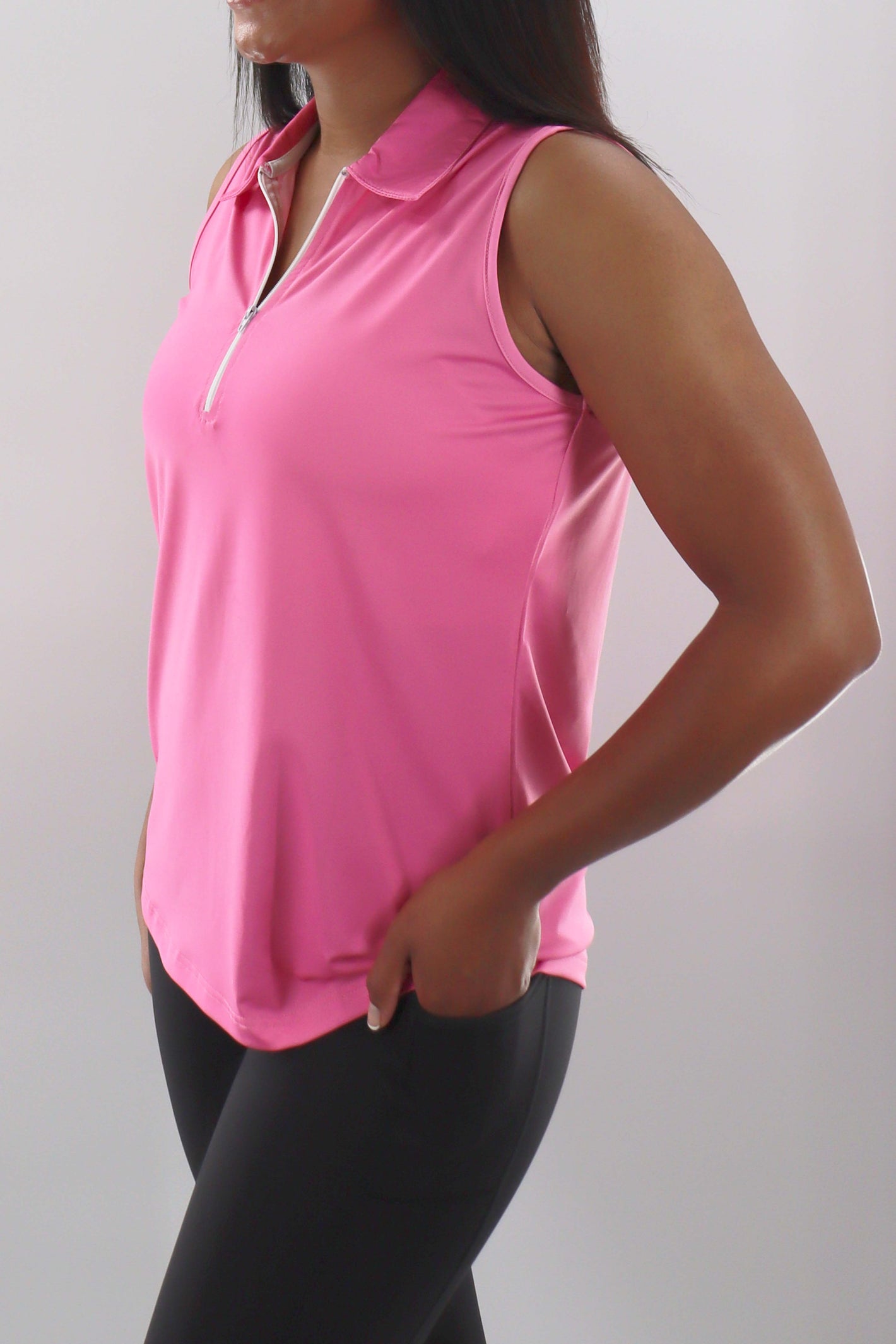 4112 - Womens Sleeveless Polo - Light Pink - FINAL SALE