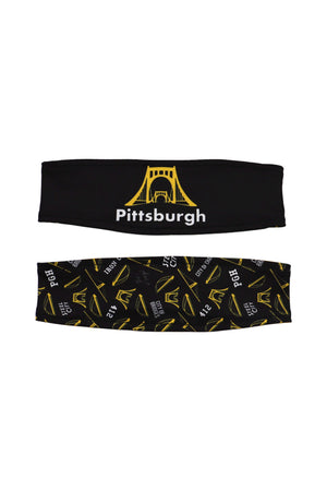 7109 - REVERSIBLE Pittsburgh Bridge Headband - Black & Gold Print