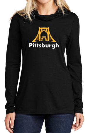 7409 -Pittsburgh Bridges Unisex Lightweight Hoodie -  Heather Black