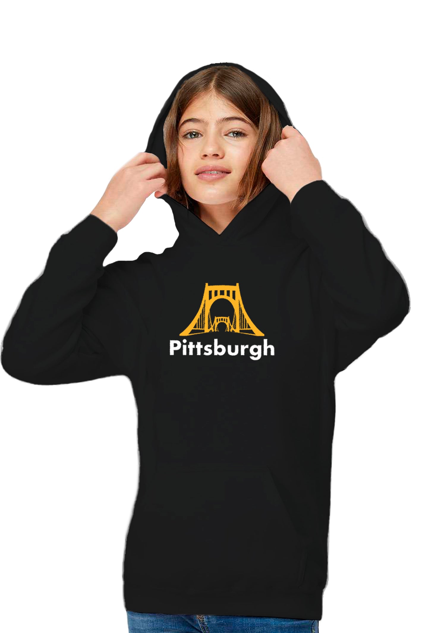 7010 - Pittsburgh Bridge Youth Hoodie - Black