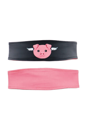 "When Pigs Fly" Reversible Headband - Black & White Ombre