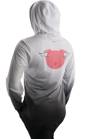 7201 - "When Pigs Fly" Womens Ombre Hoodie - Black & White