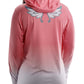 "When Pigs Fly" Womens Ombre Hoodie - Pink & White