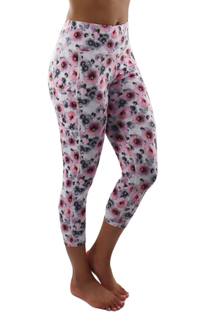 5321 - The "Think Spring" Floral Cell Pocket Capri - Pink/Grey
