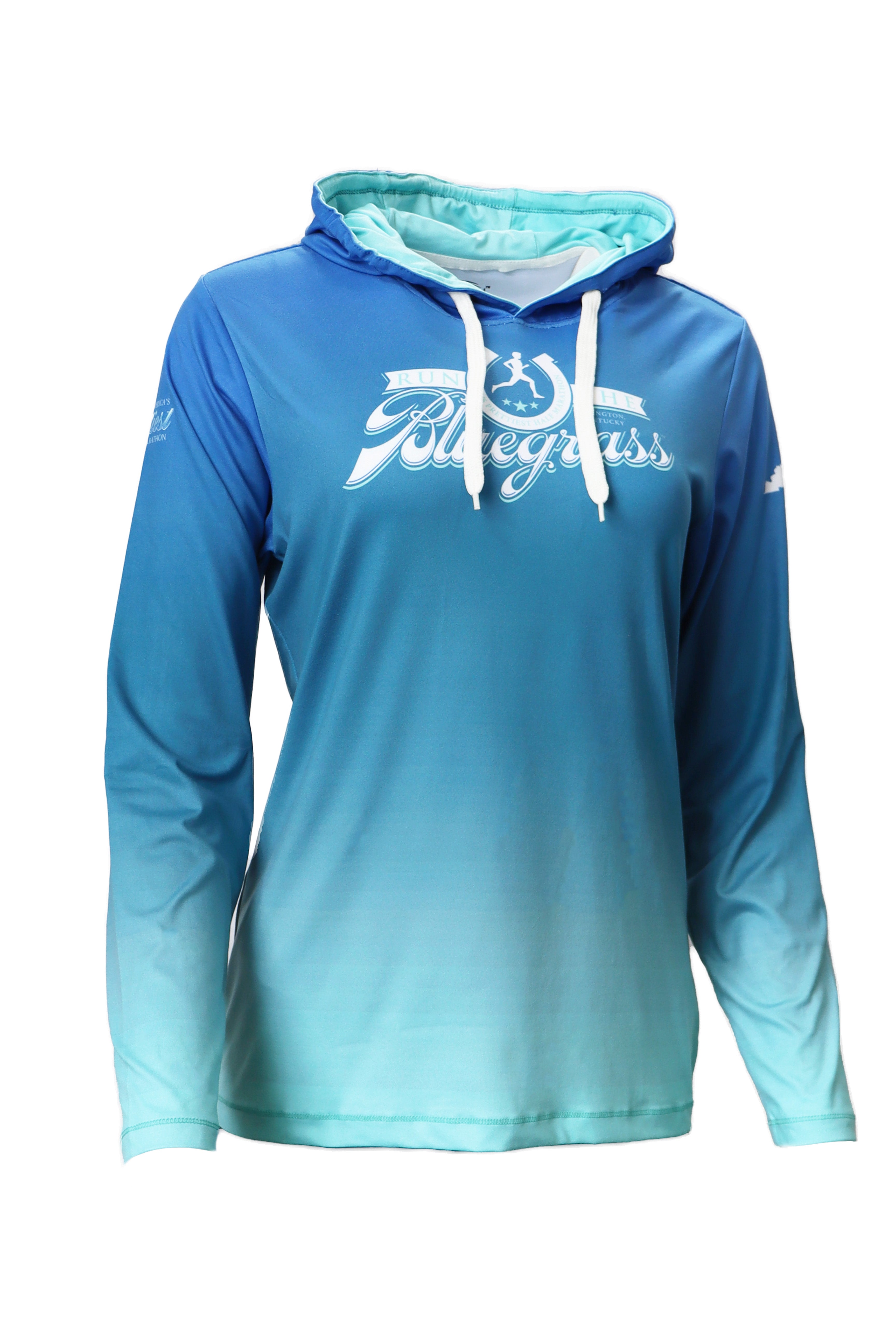 WOMEN'S Official RunTheBluegrass 2023 Lightweight Hoodie/ Sky Blue Ombre