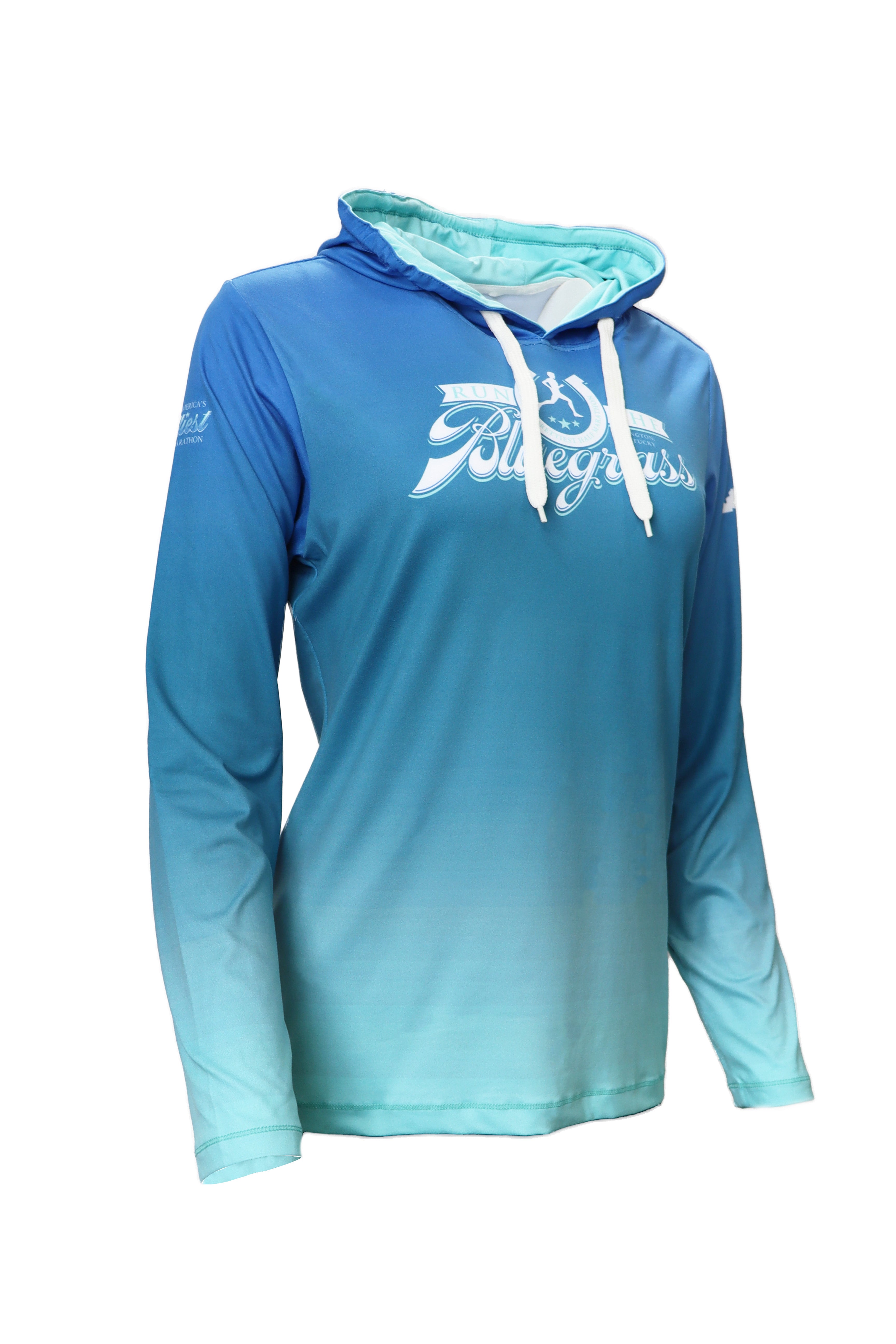 WOMEN'S Official RunTheBluegrass 2023 Lightweight Hoodie/ Sky Blue Ombre