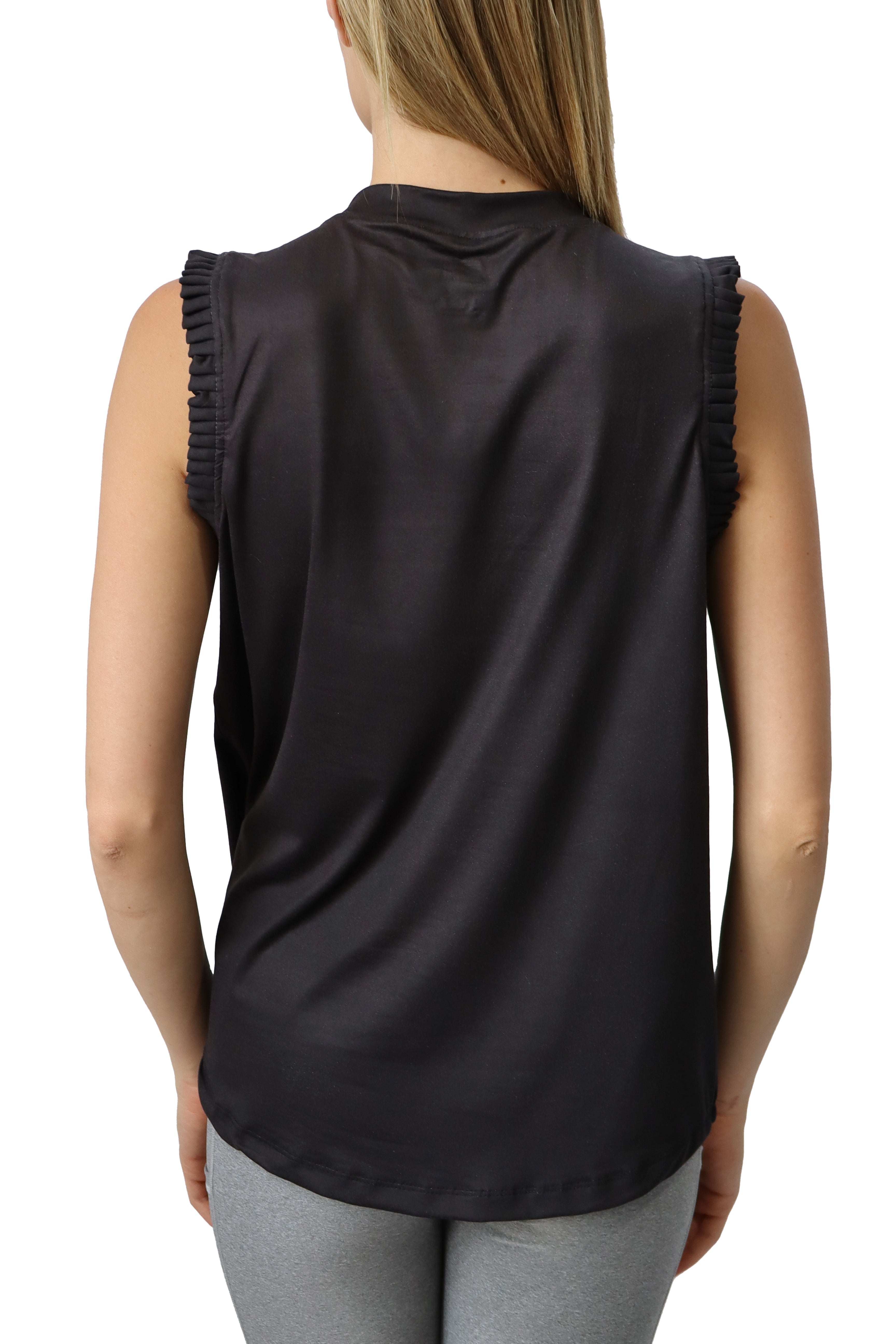 5221 - Seneca Valley Ladies Ruffle Neck Tank Top / Black