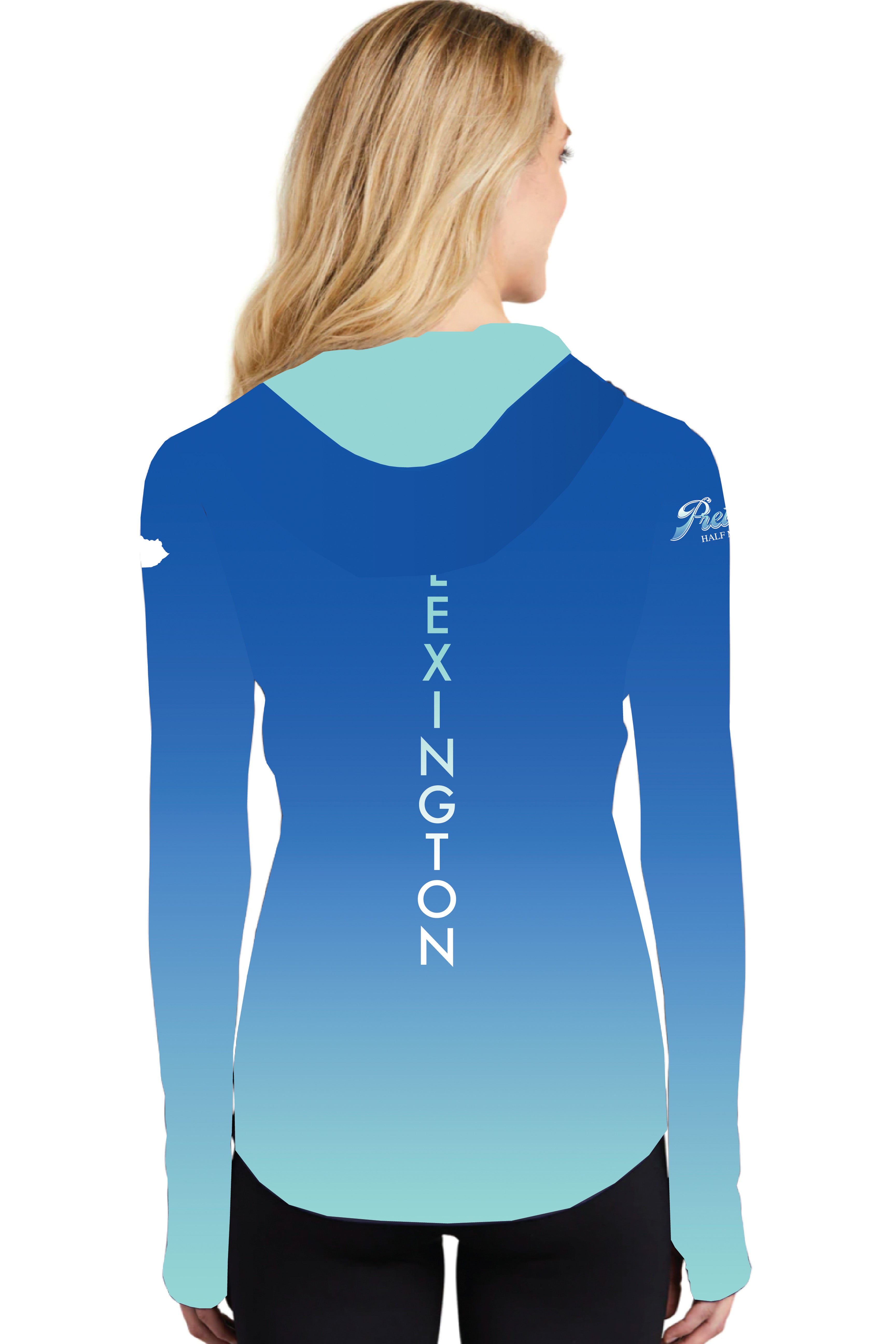 WOMEN'S Official RunTheBluegrass 2023 Lightweight Hoodie/ Sky Blue Ombre