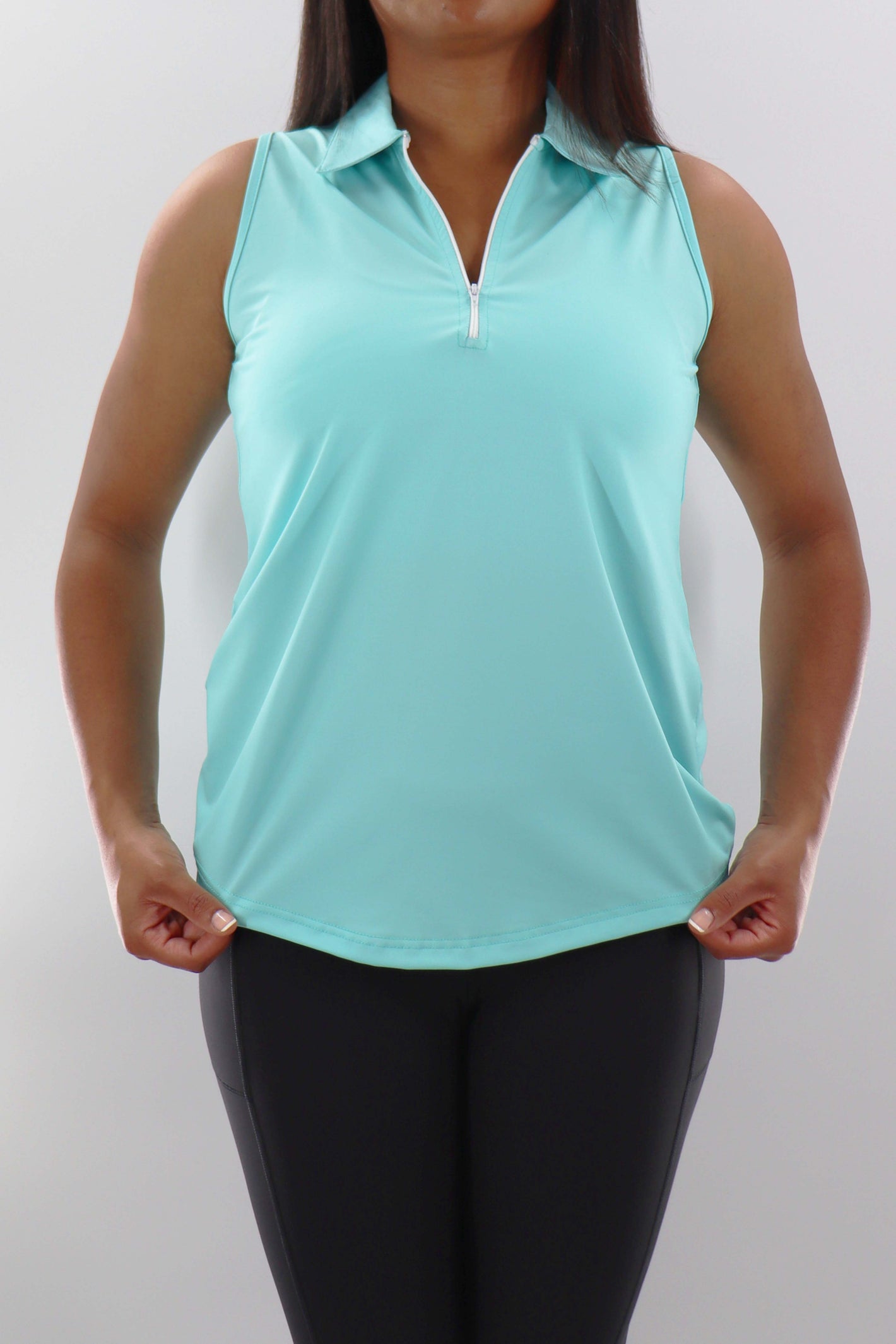 4113 - Womens Sleeveless Polo - Teal - FINAL SALE