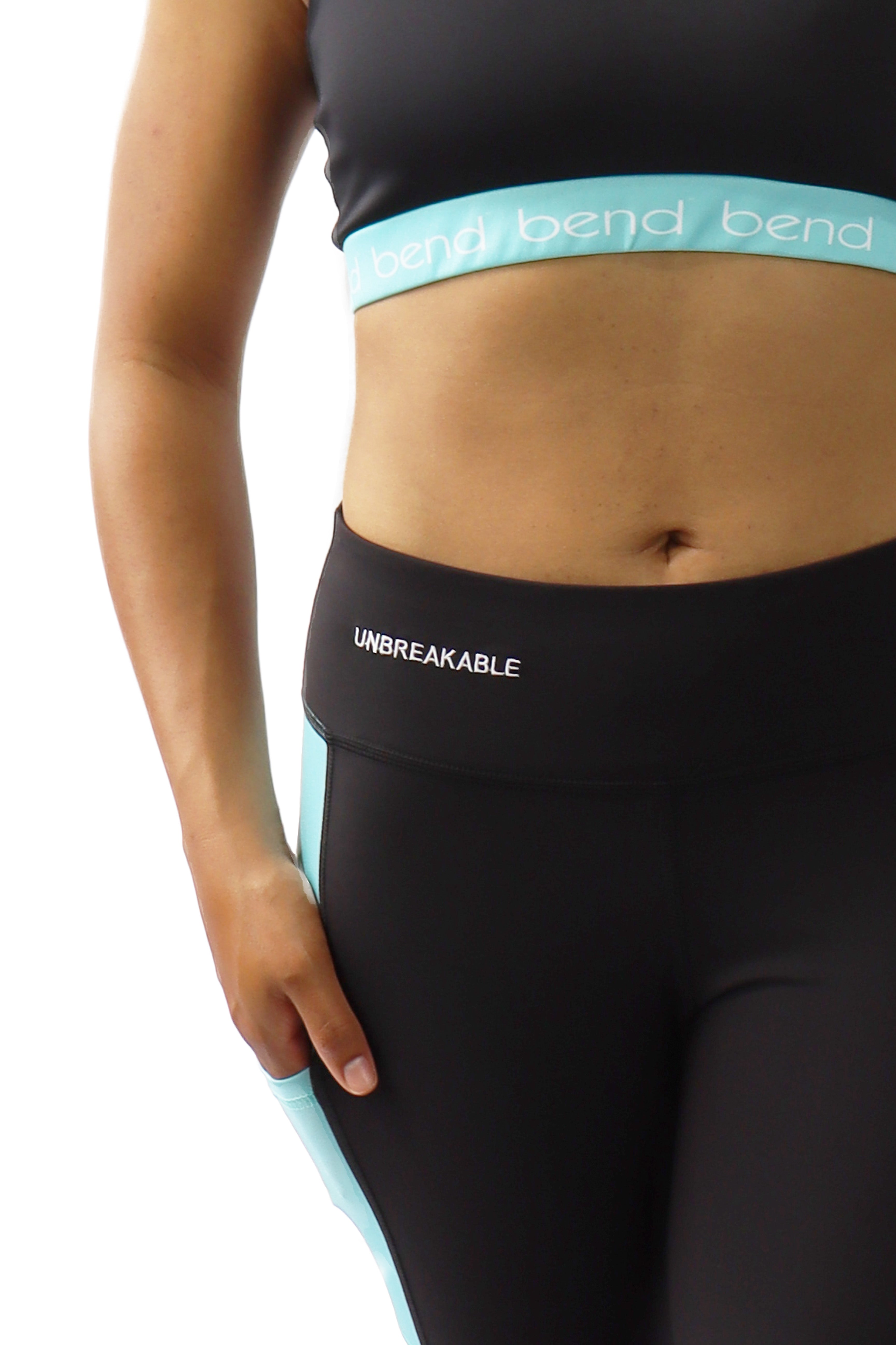 4405 -The Just Right "Unbreakable" Panel Pocket Legging/ Black & Teal