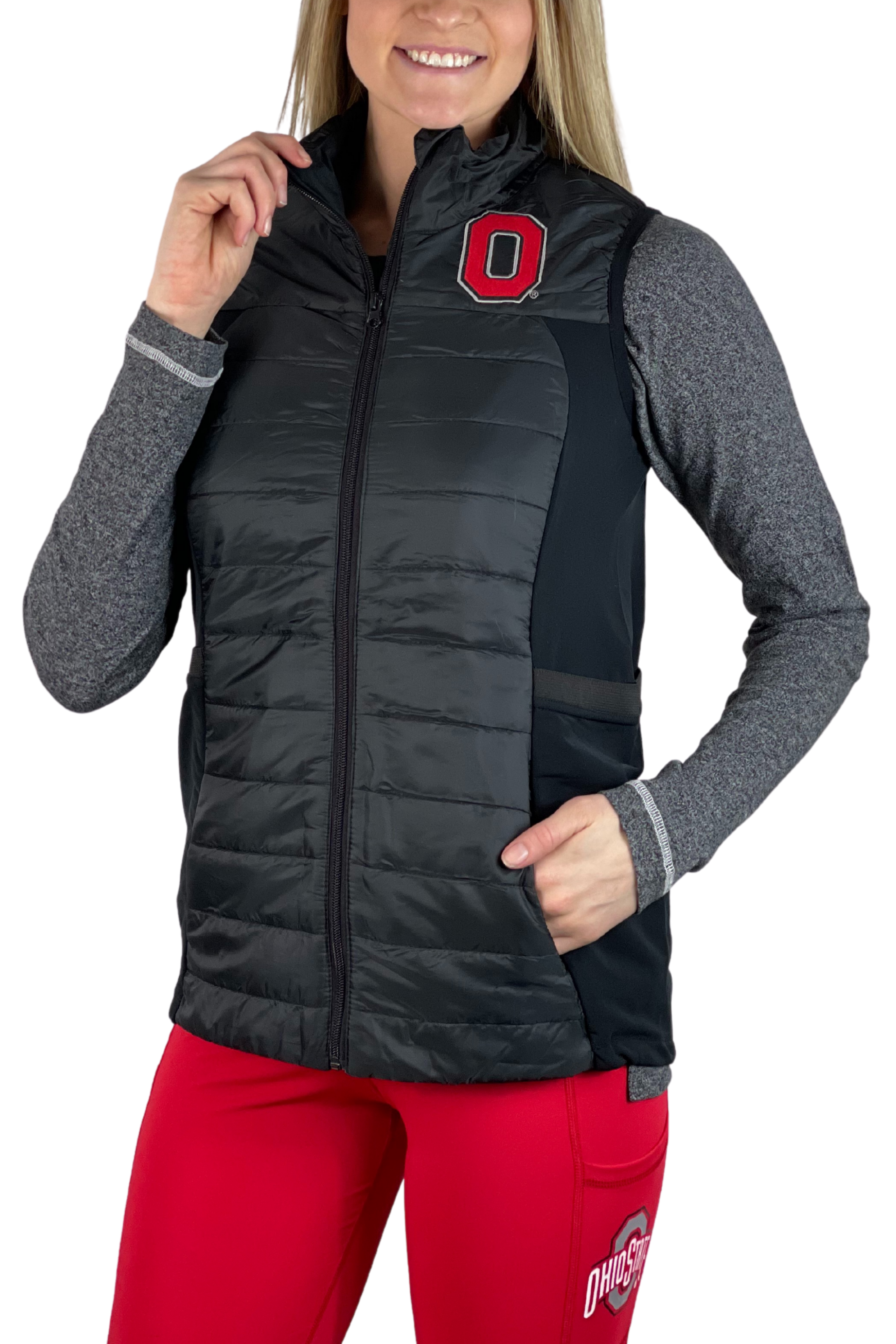 2404-The Ohio State "Buckeye Leaves" Performance Vest/Black