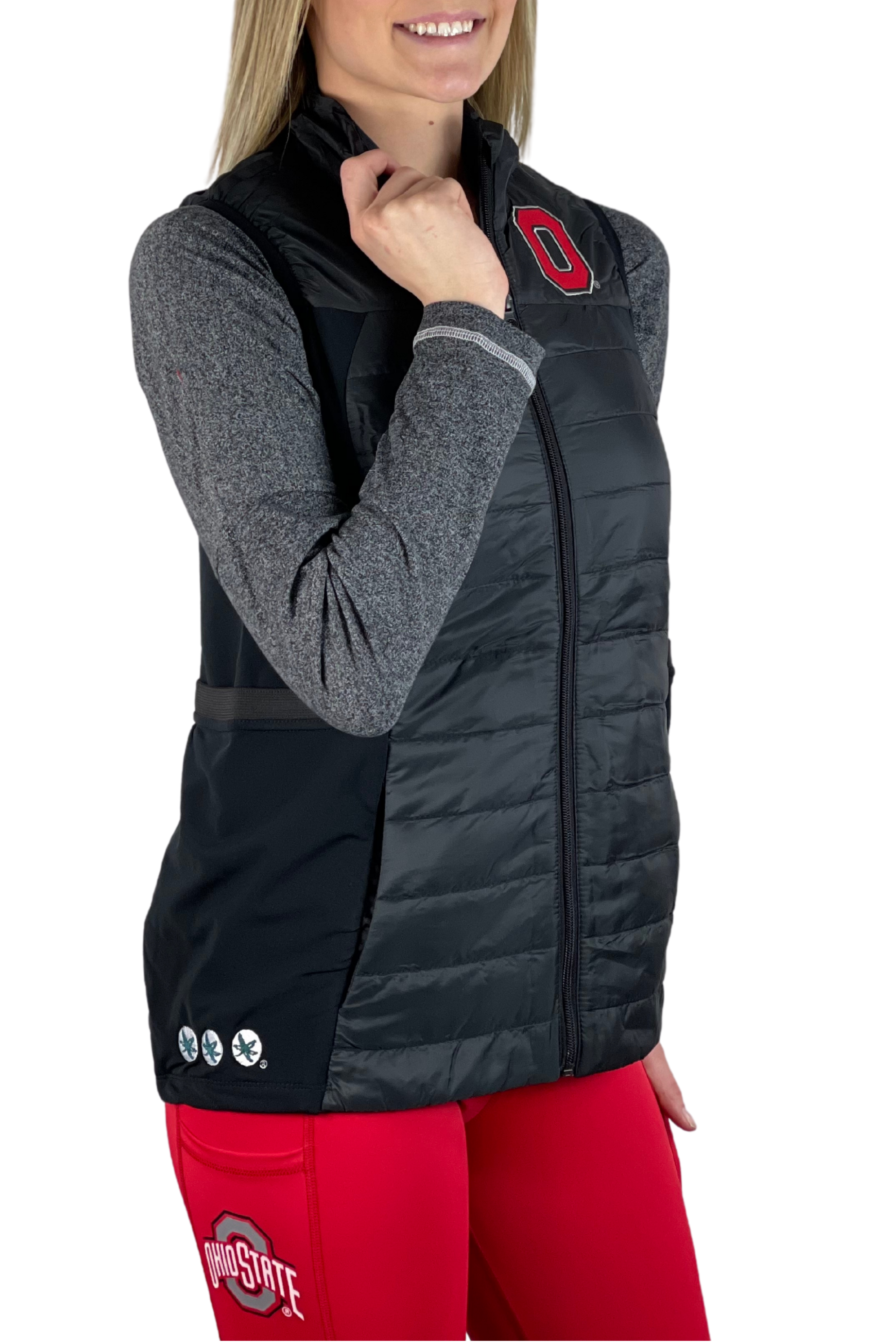 2404-The Ohio State "Buckeye Leaves" Performance Vest/Black