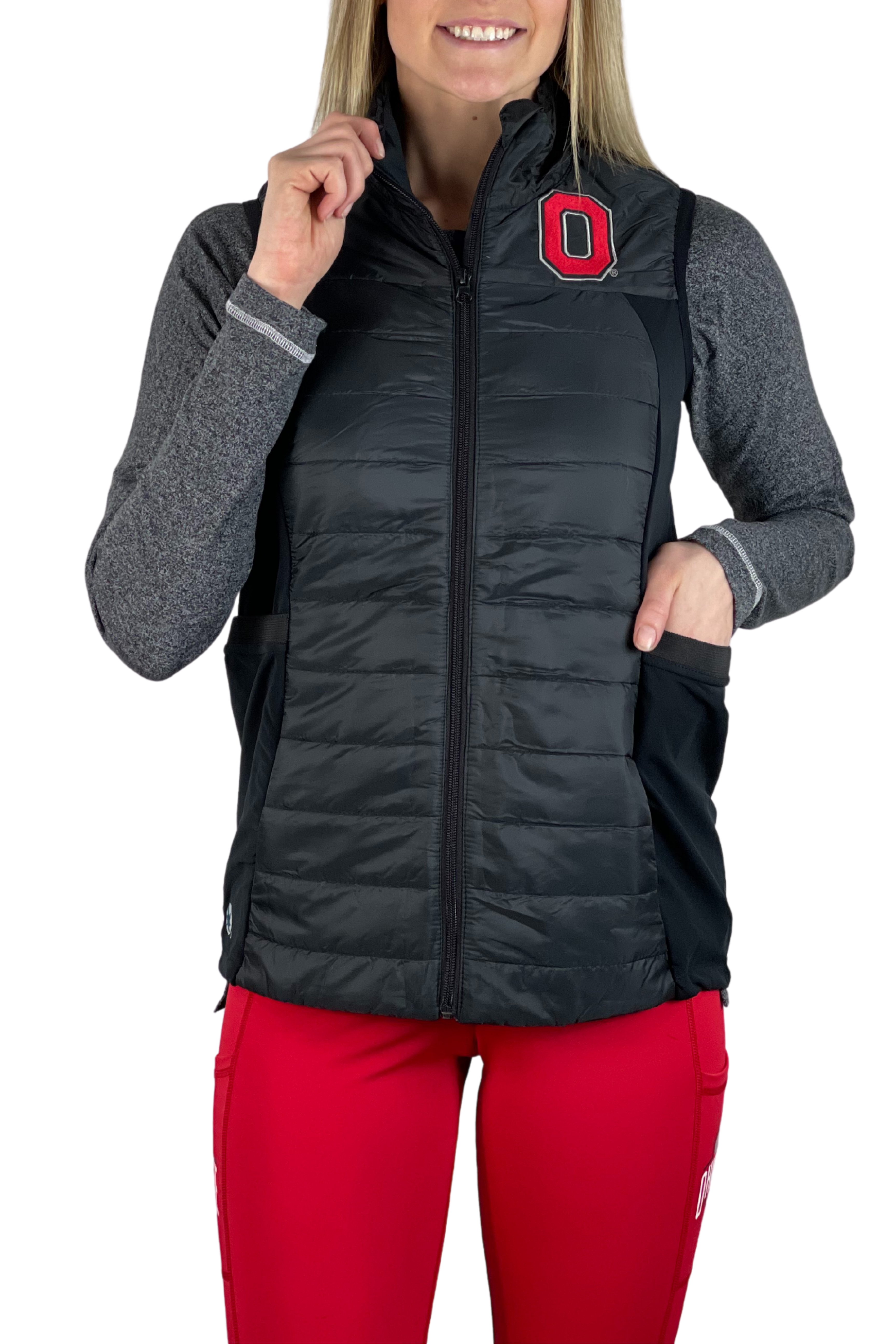 2404-The Ohio State "Buckeye Leaves" Performance Vest/Black