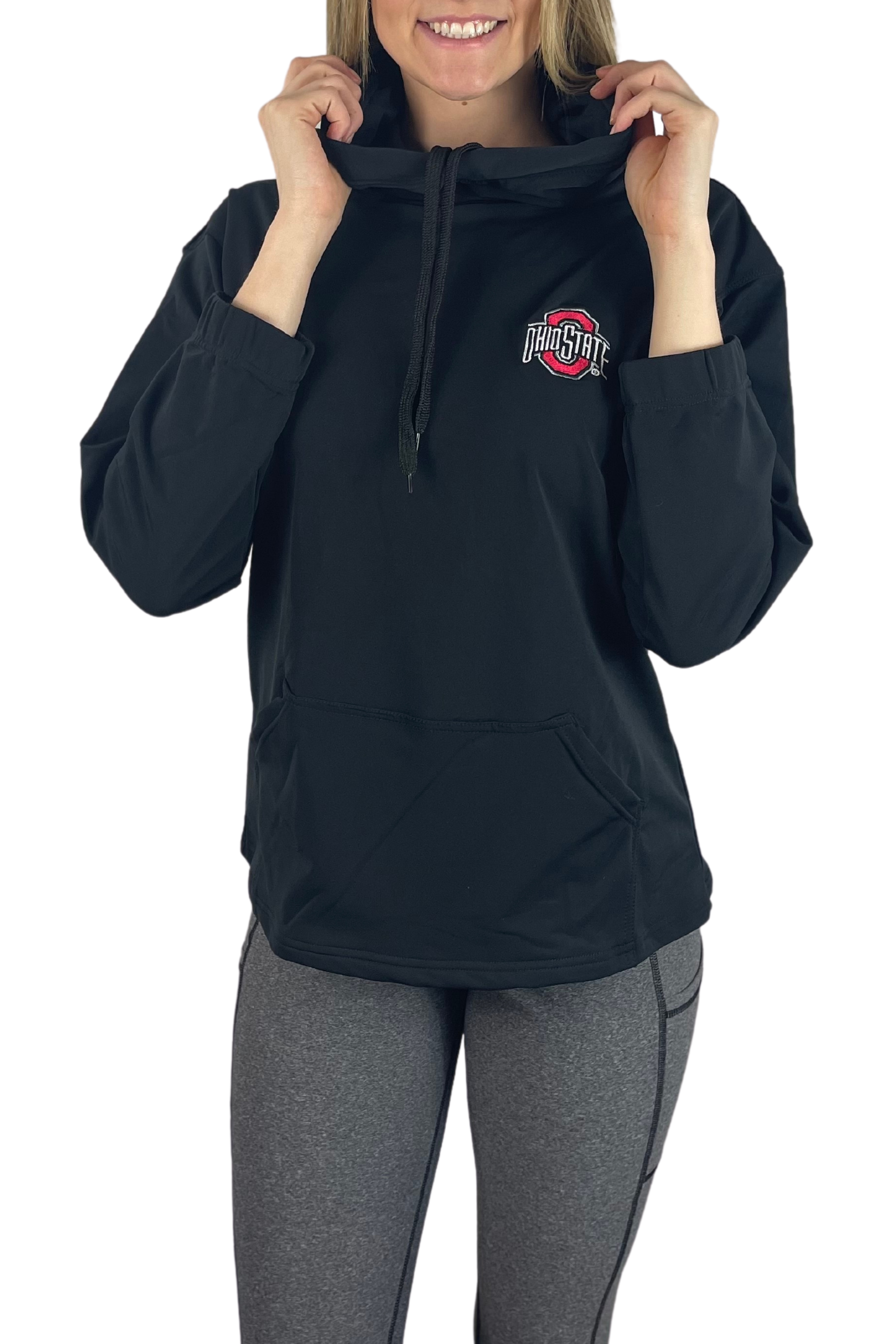2203 - Ohio State Athletic O Snorkel Neck Hoodie/Black