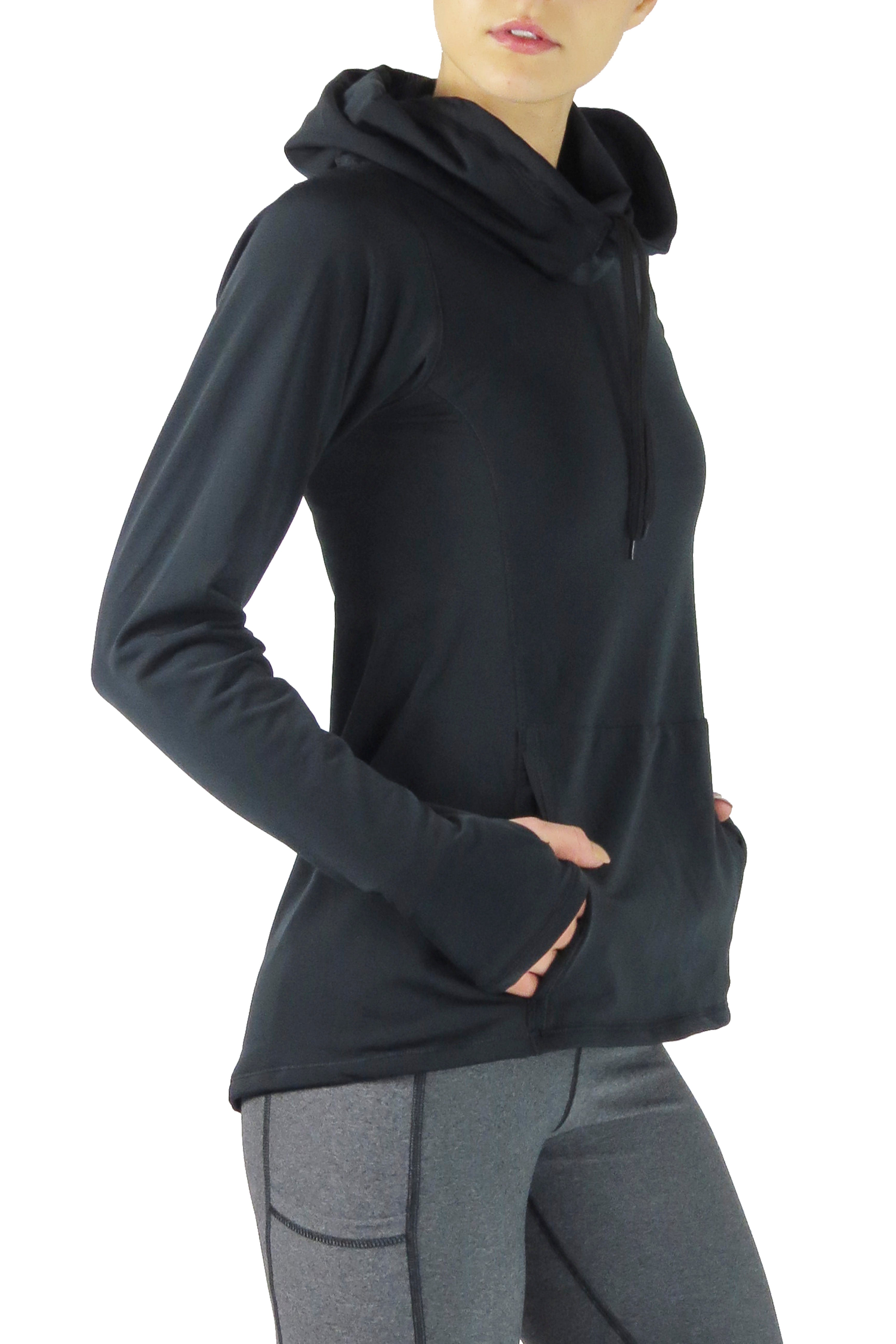 4404 - Luxe Funnel Neck Long Sleeve Top/Black