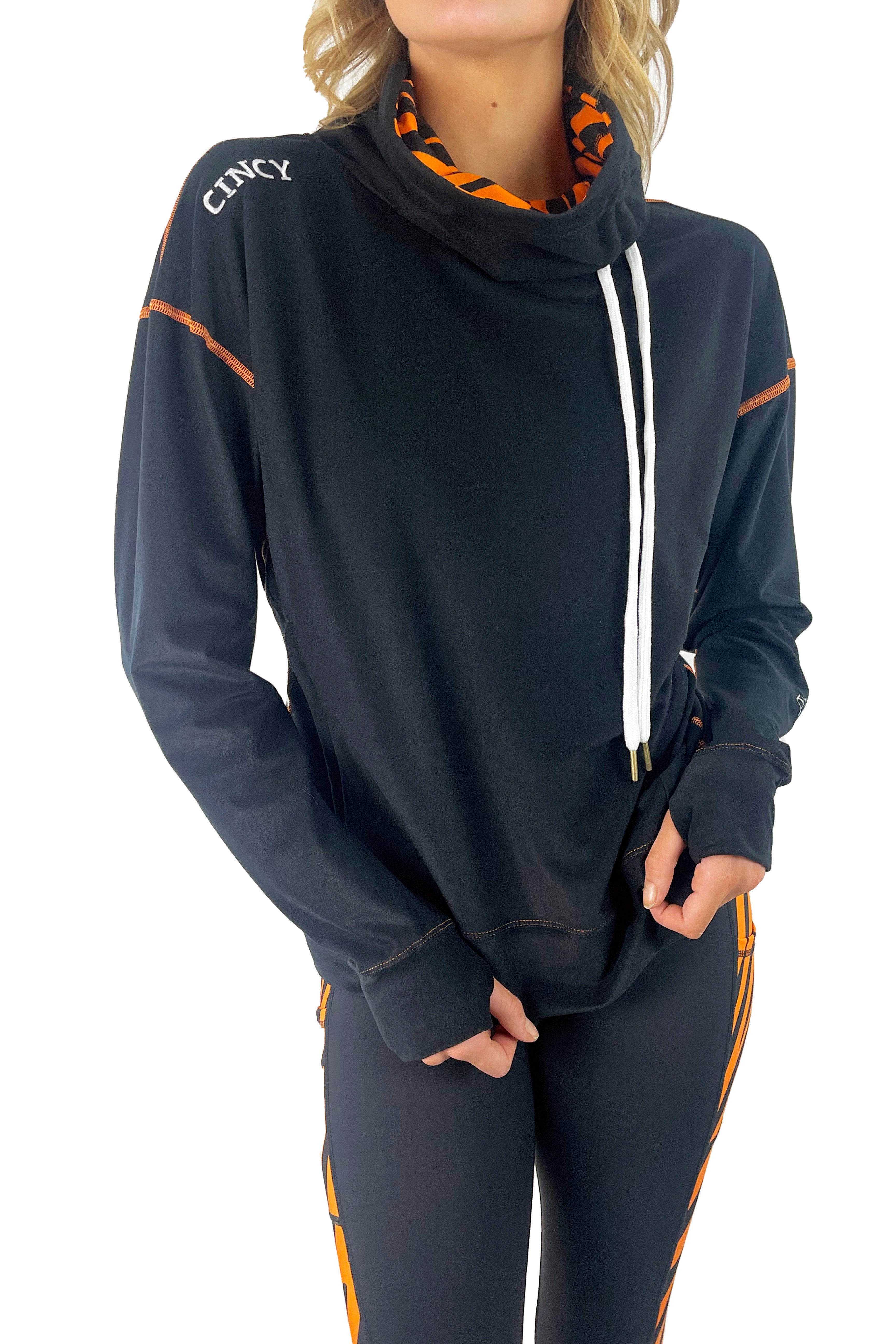 3402 - The "Cincy Love" Mock Neck Pullover/Black