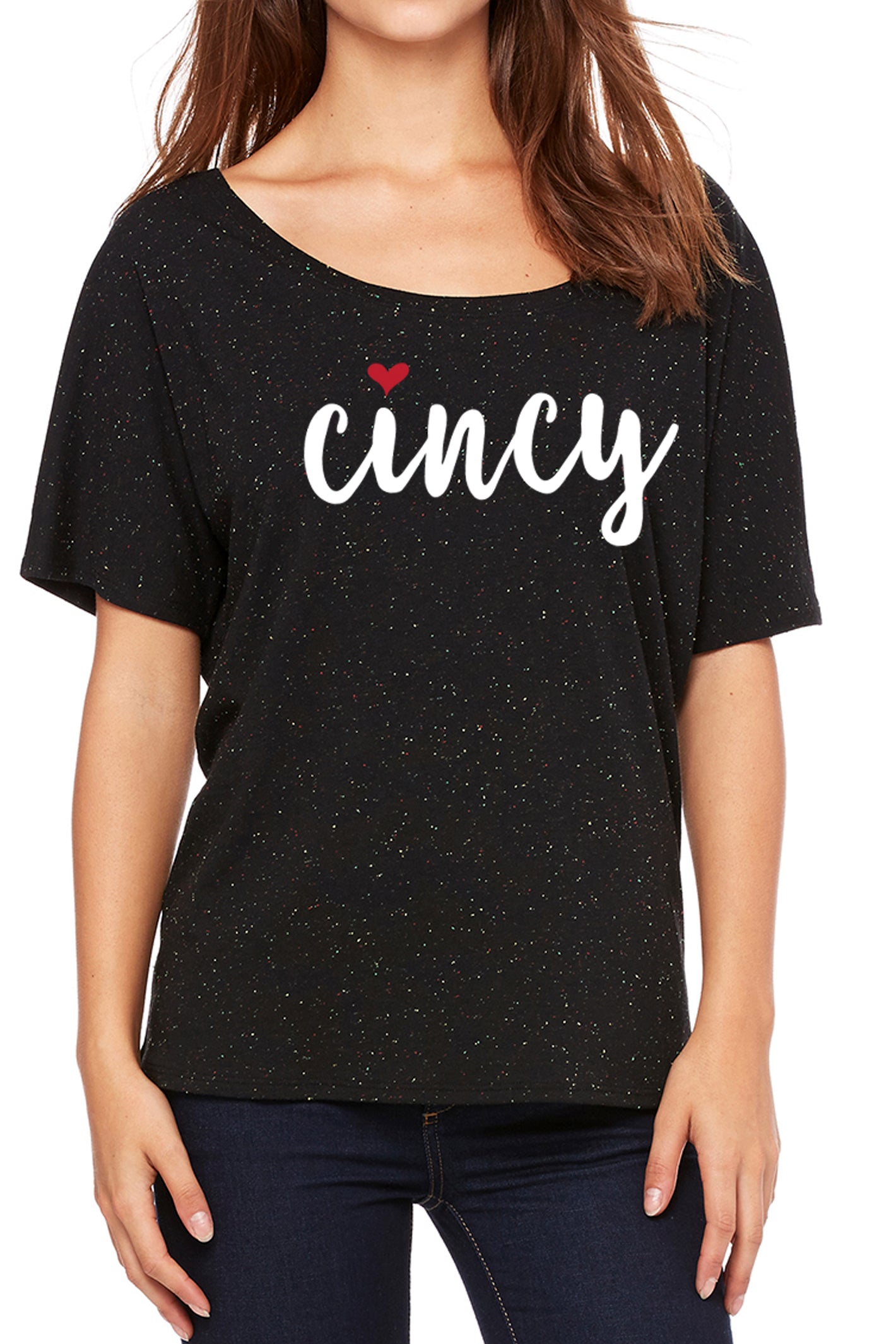 5004 - Cincy Love Slouchy Tee/Black - FINAL SALE