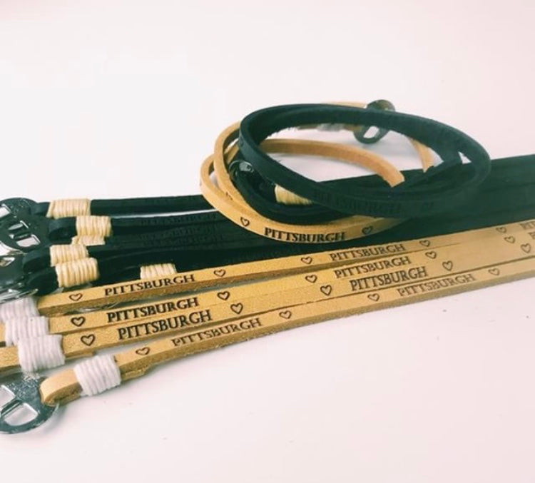 7109 - "Pittsburgh" Leather Wrap Bracelet