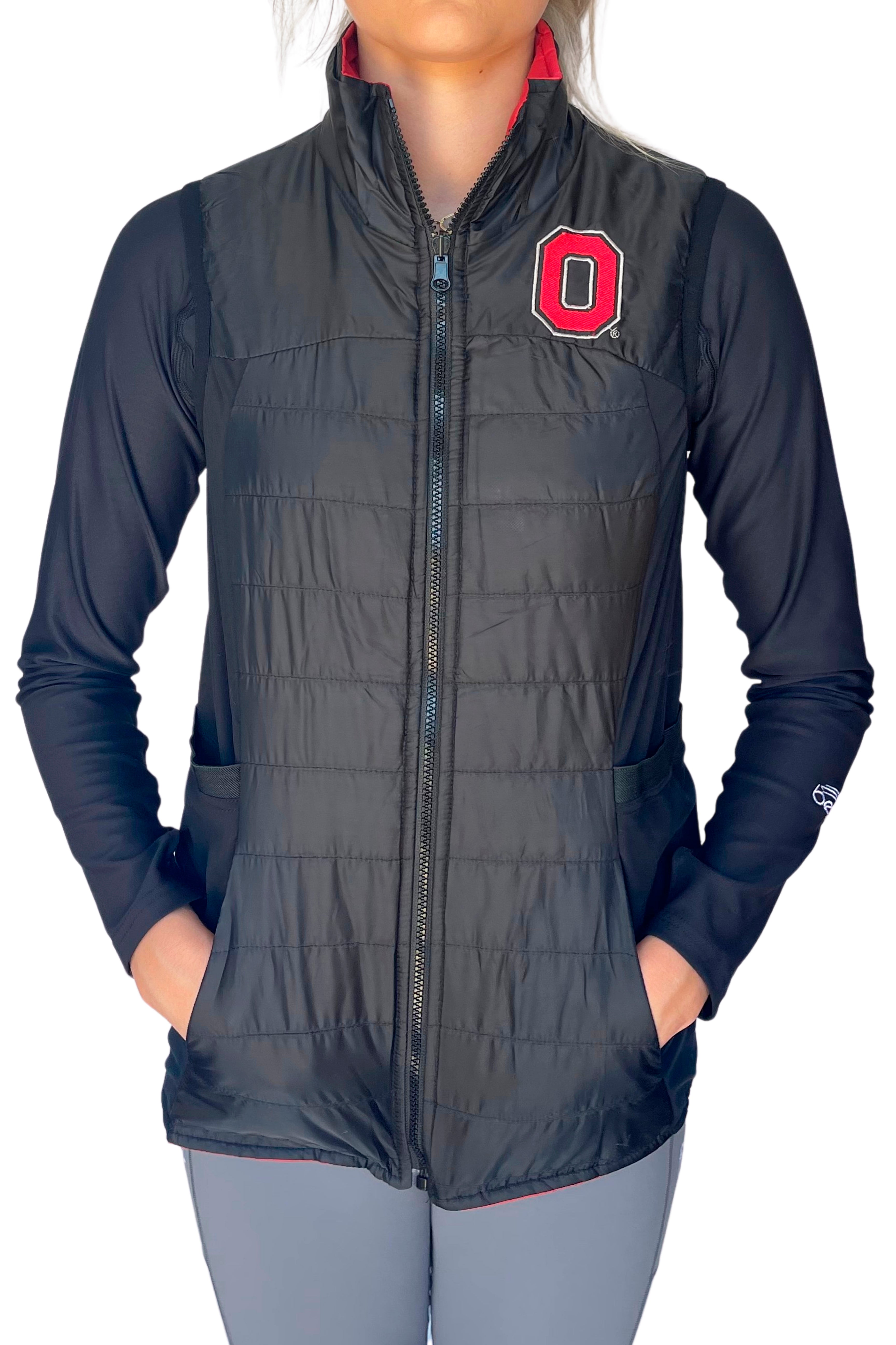 1303 - Block O Reversible Performance Vest/Black & Red
