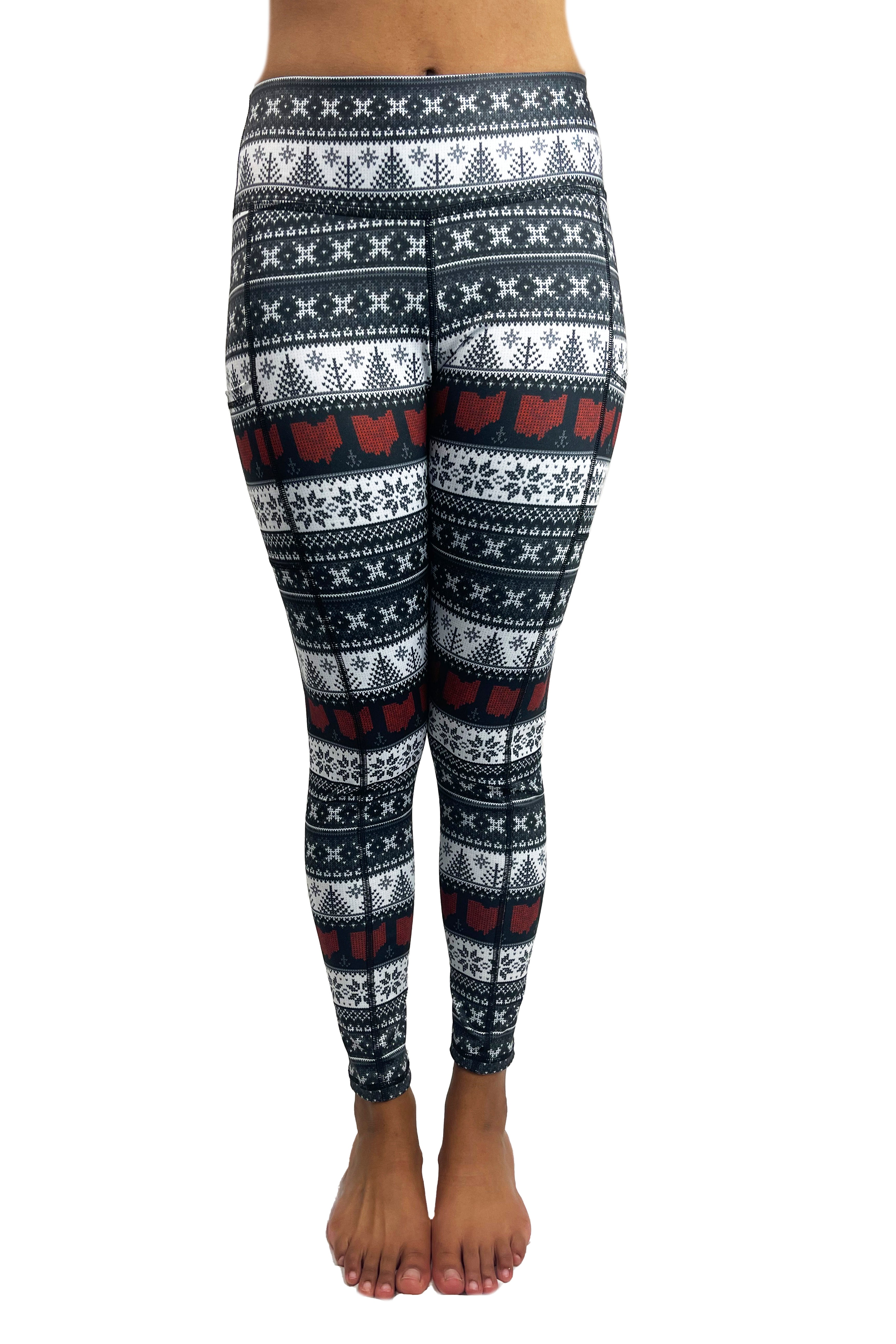 5301A - Ohio Holiday Cell Phone Pocket Legging / Black & White
