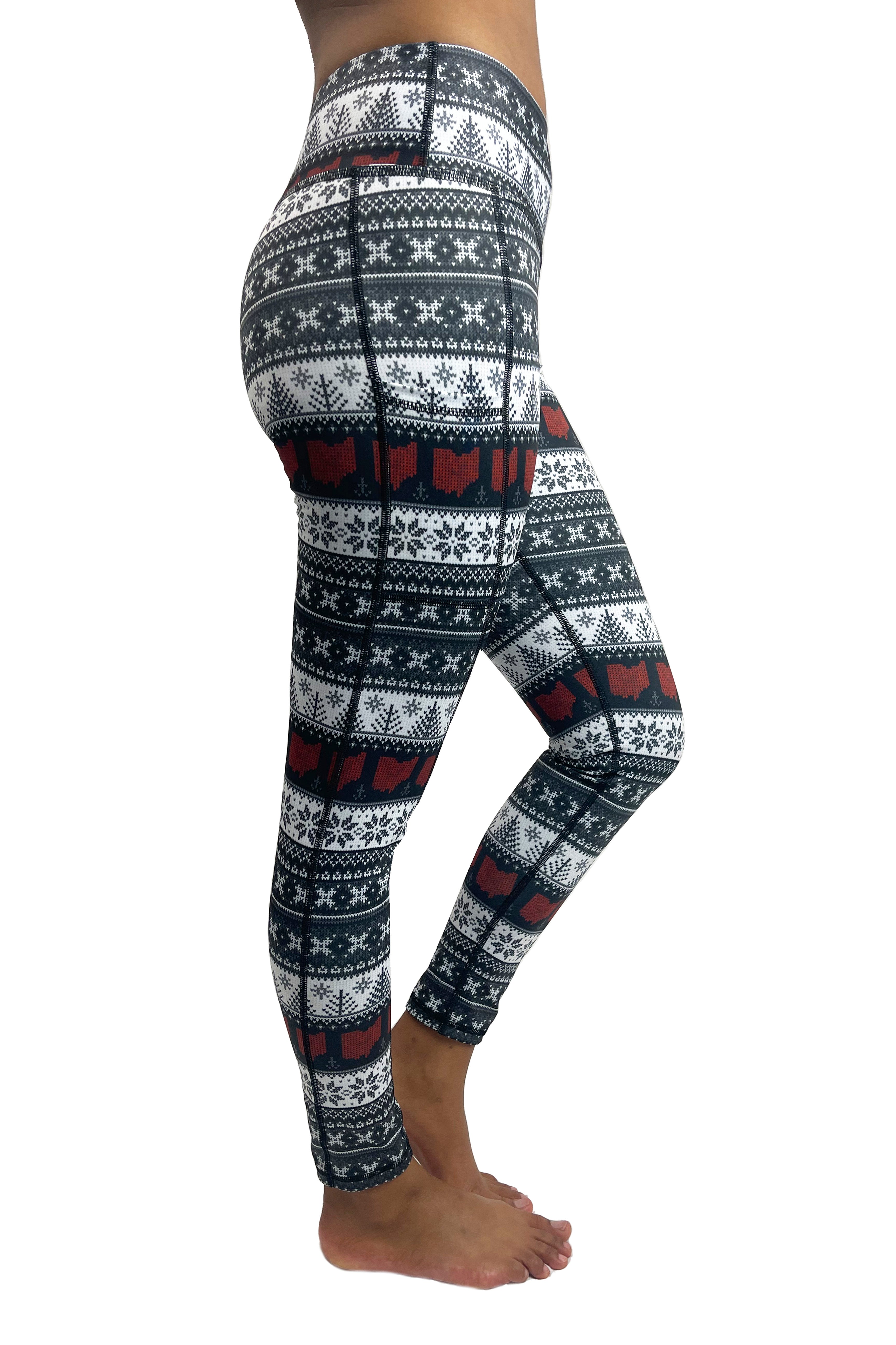 5301A - Ohio Holiday Cell Phone Pocket Legging / Black & White