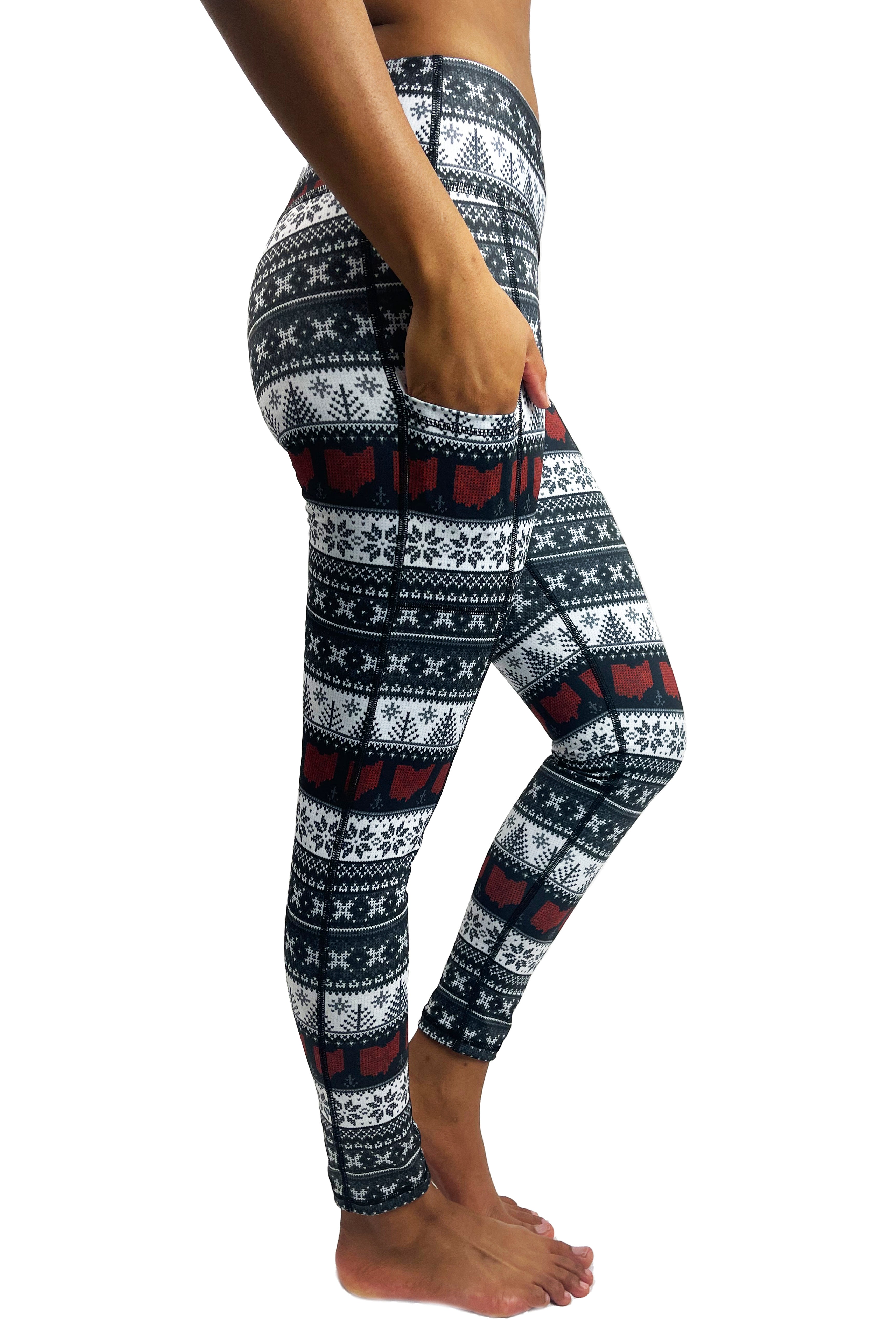5301A - Ohio Holiday Cell Phone Pocket Legging / Black & White