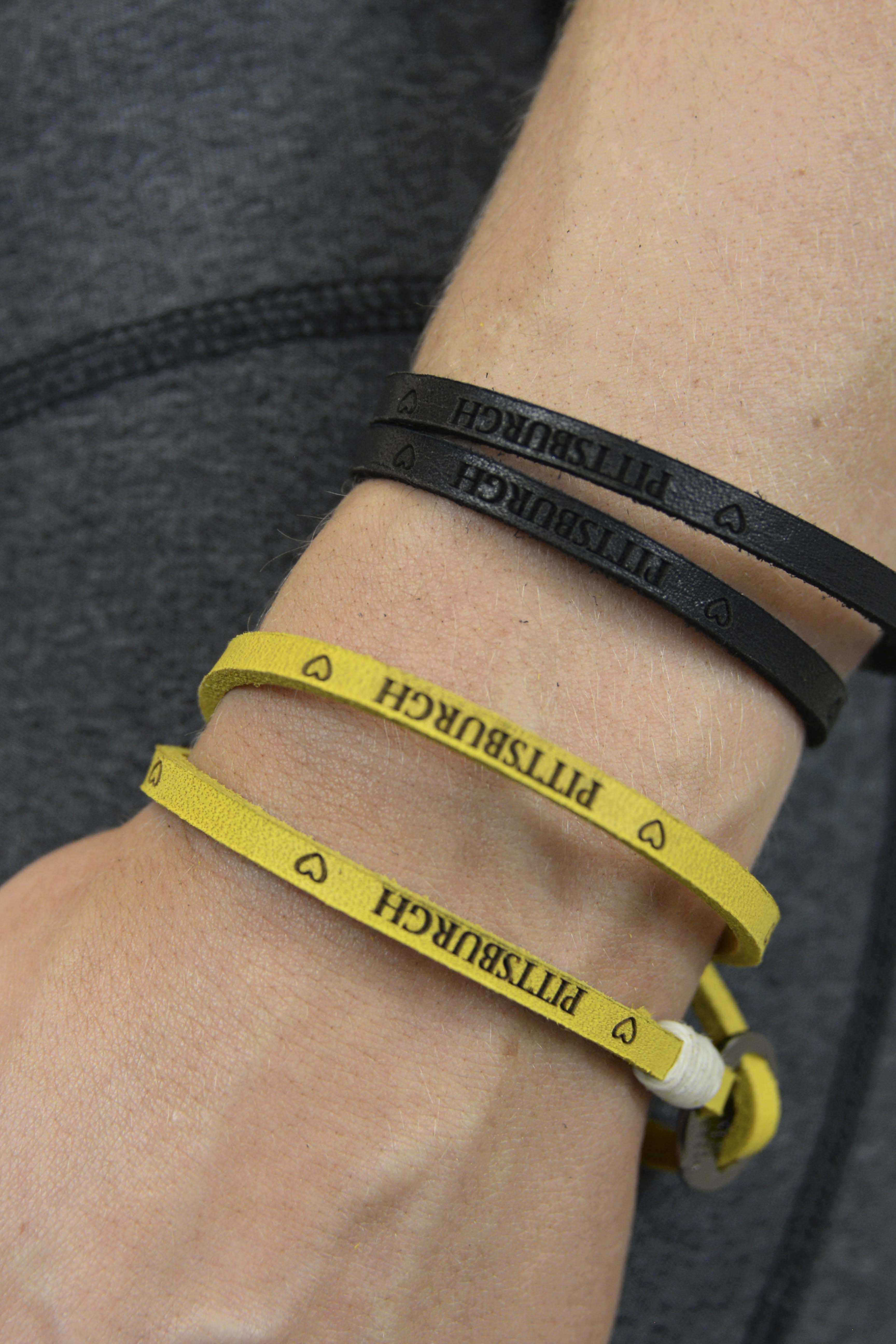 7109 - "Pittsburgh" Leather Wrap Bracelet