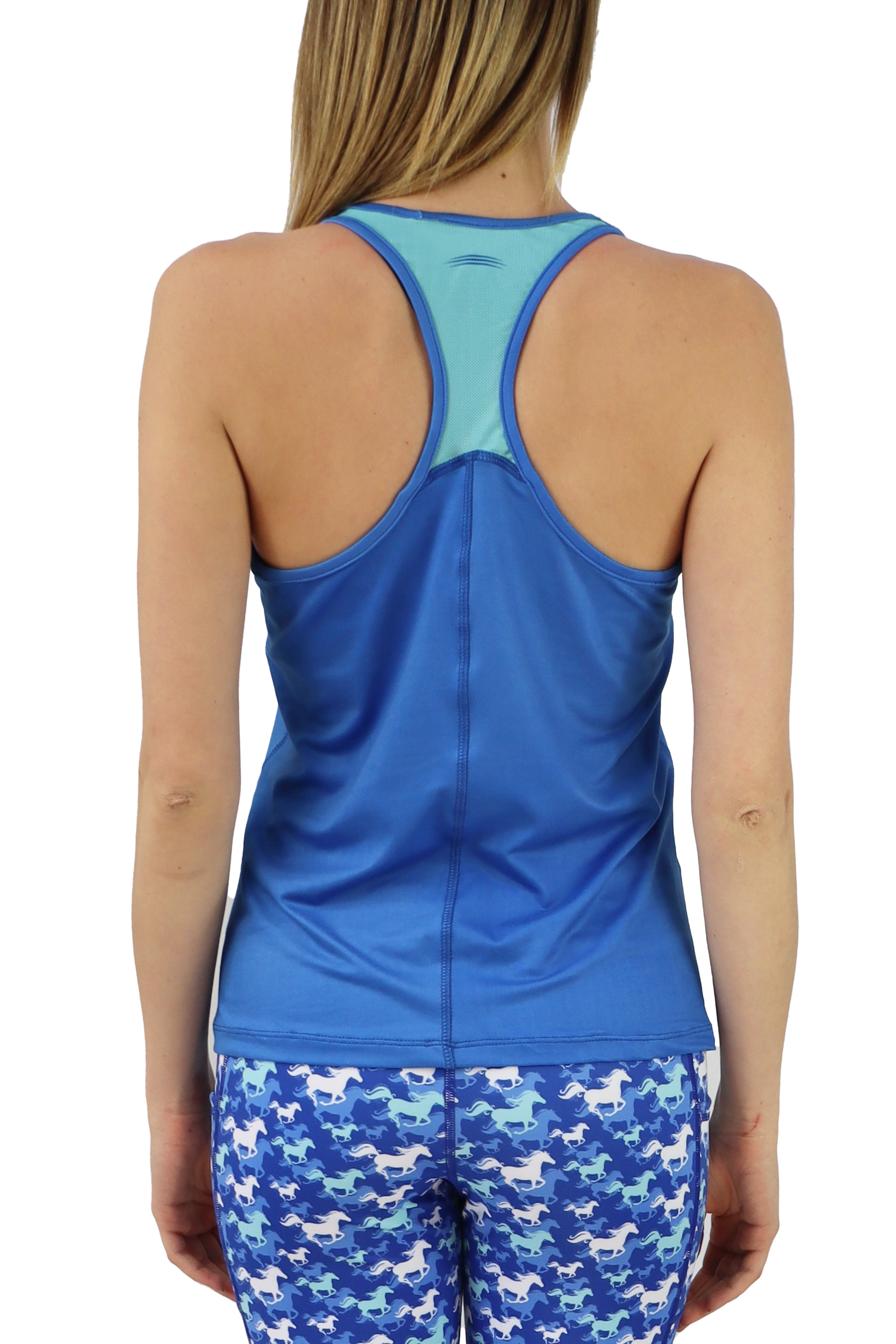 7005 - RunTheBluegrass Meshback Racer Tank - Sky Blue/Teal