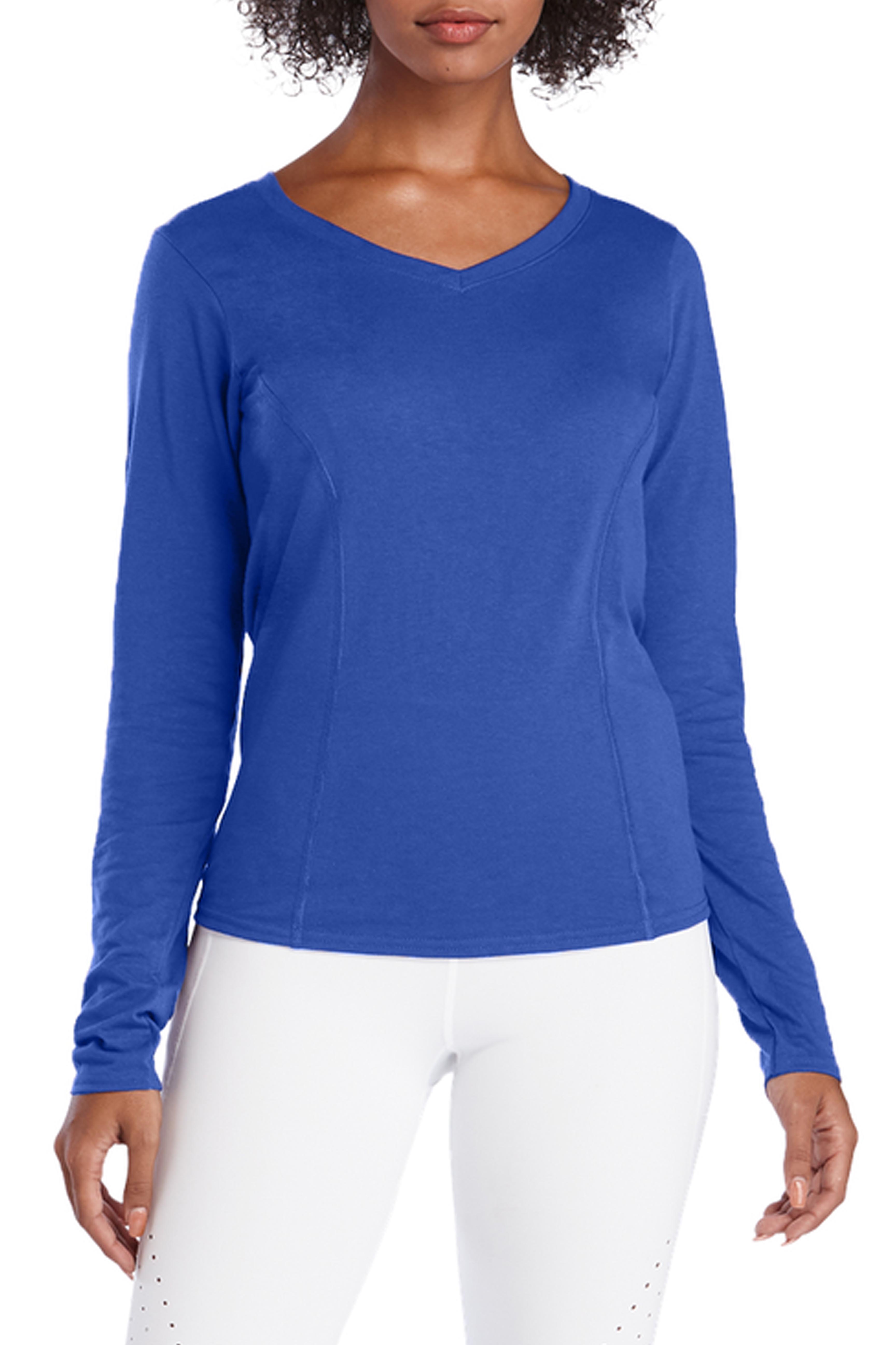 5402 -Ladies Performance V-Neck Long sleeve Tee/Royal - FINAL SALE