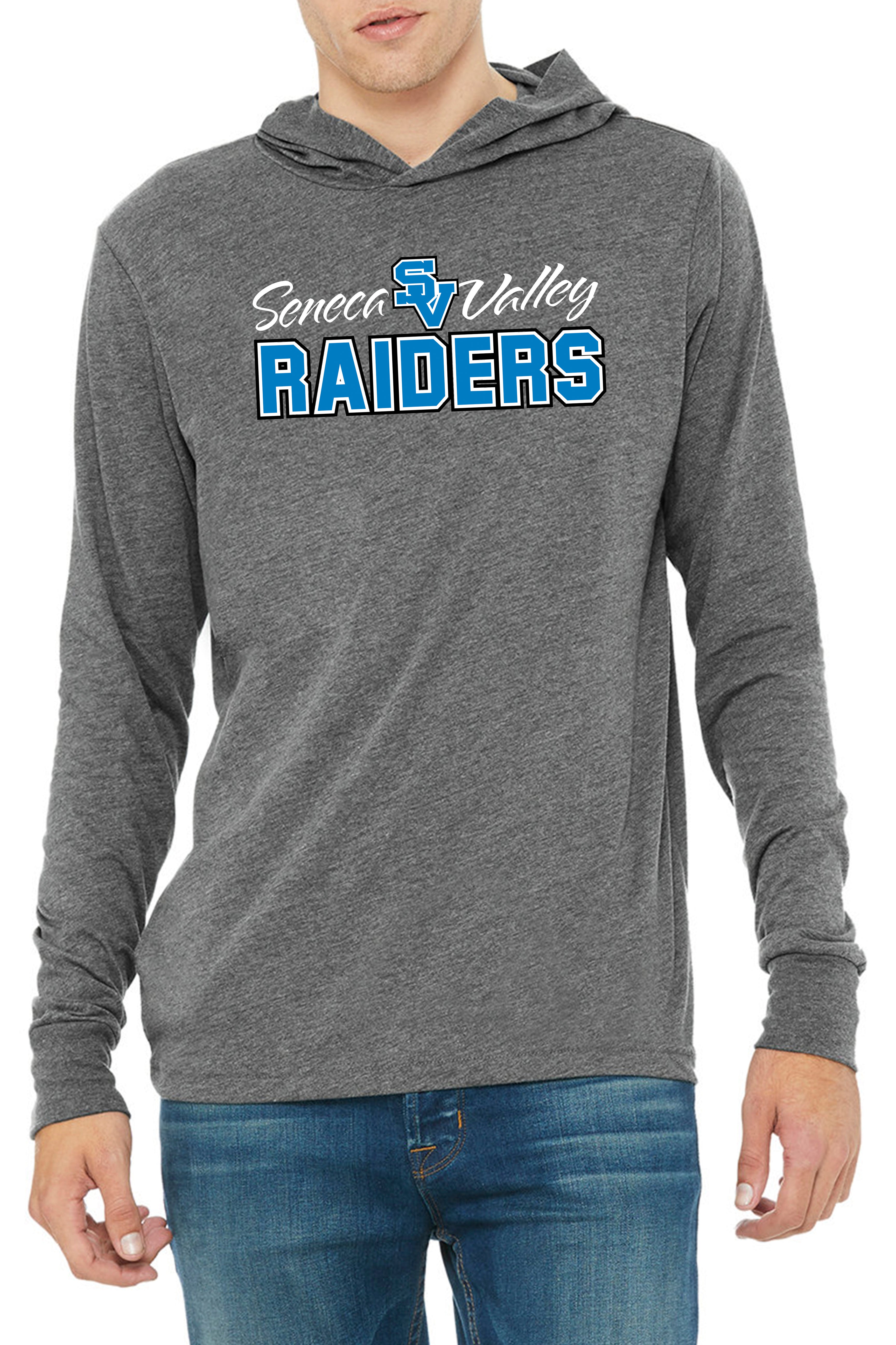 5217 -Unisex "Seneca Valley Raiders Stacked logo " Lightweight Hoodie / Charcoal