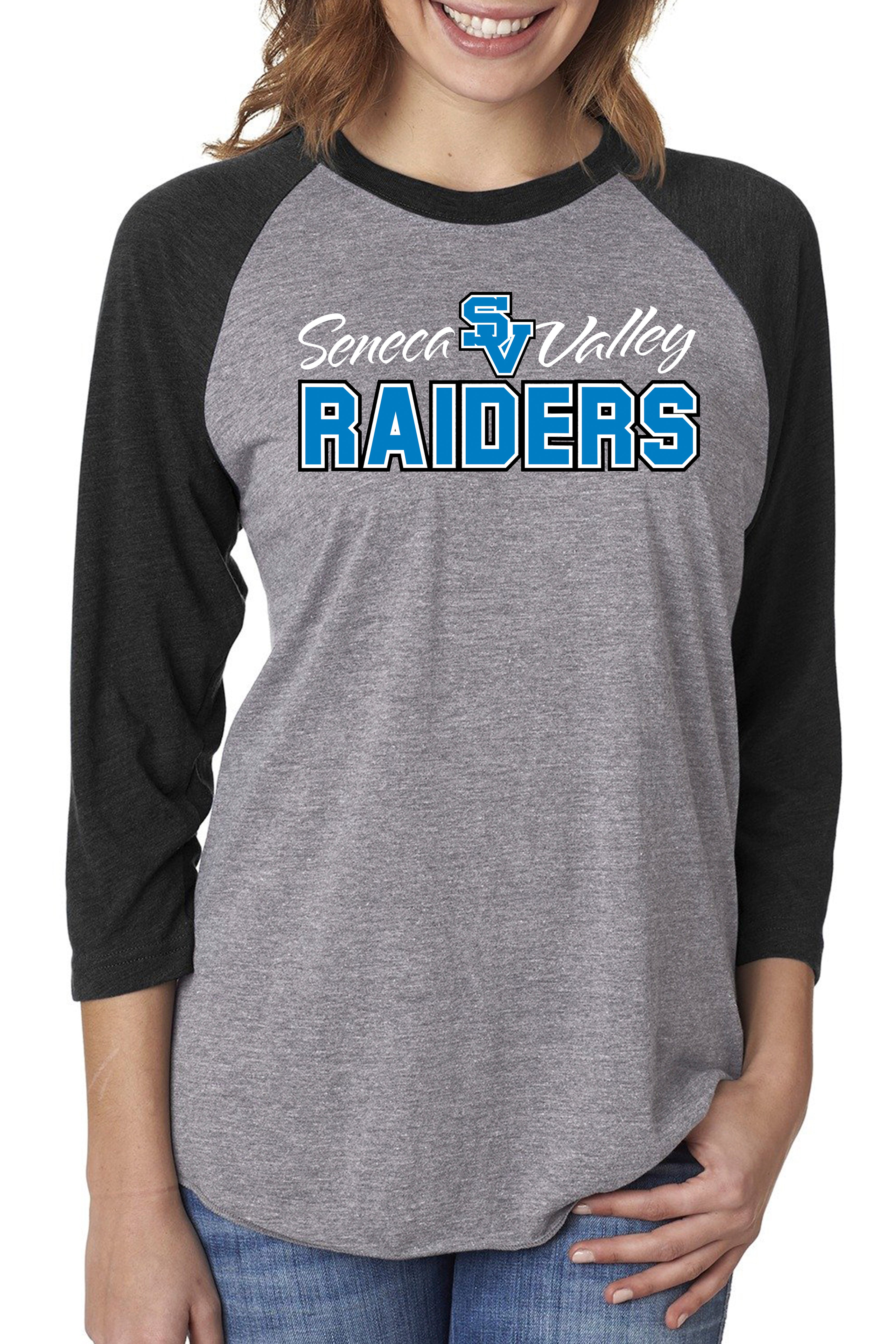 5211 - Seneca Valley Unisex "SV Raiders - Stacked Logo" Baseball Tee