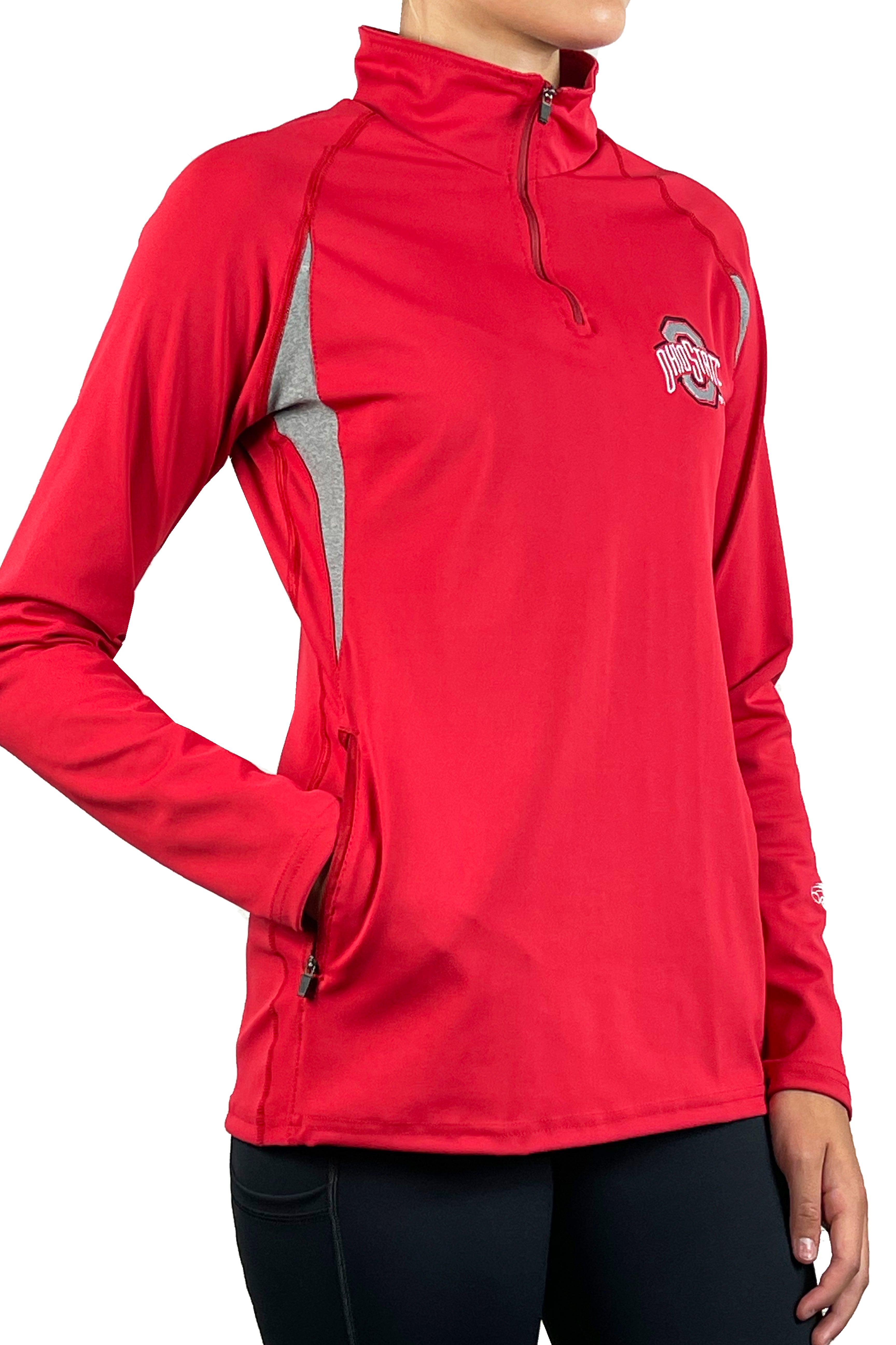 2204 - The Ohio State Athletic O Solid Red 1/4 Zip Pullover