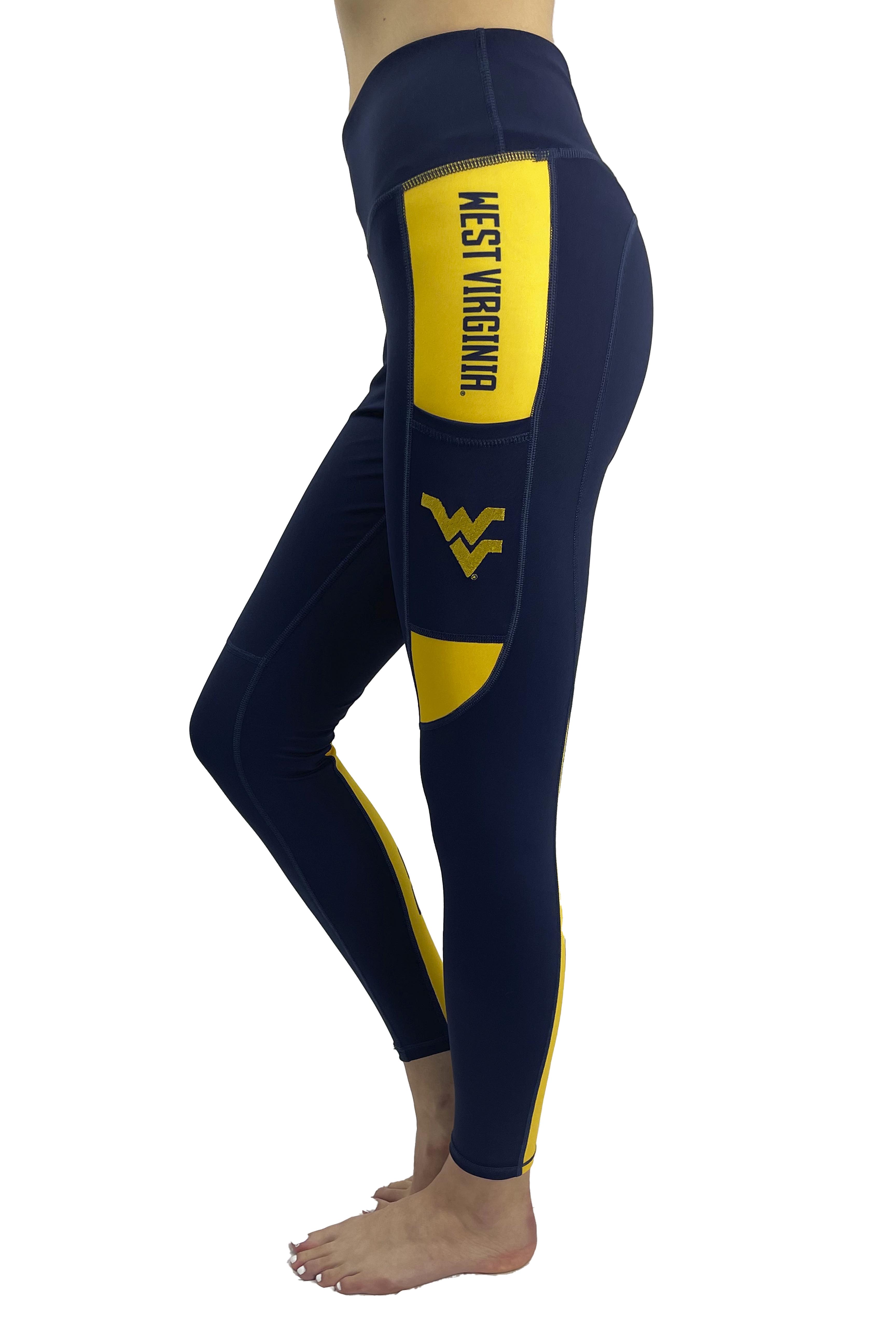 915 -West Virginia University 'Let's Go' Cell Phone Pocket Legging/Navy