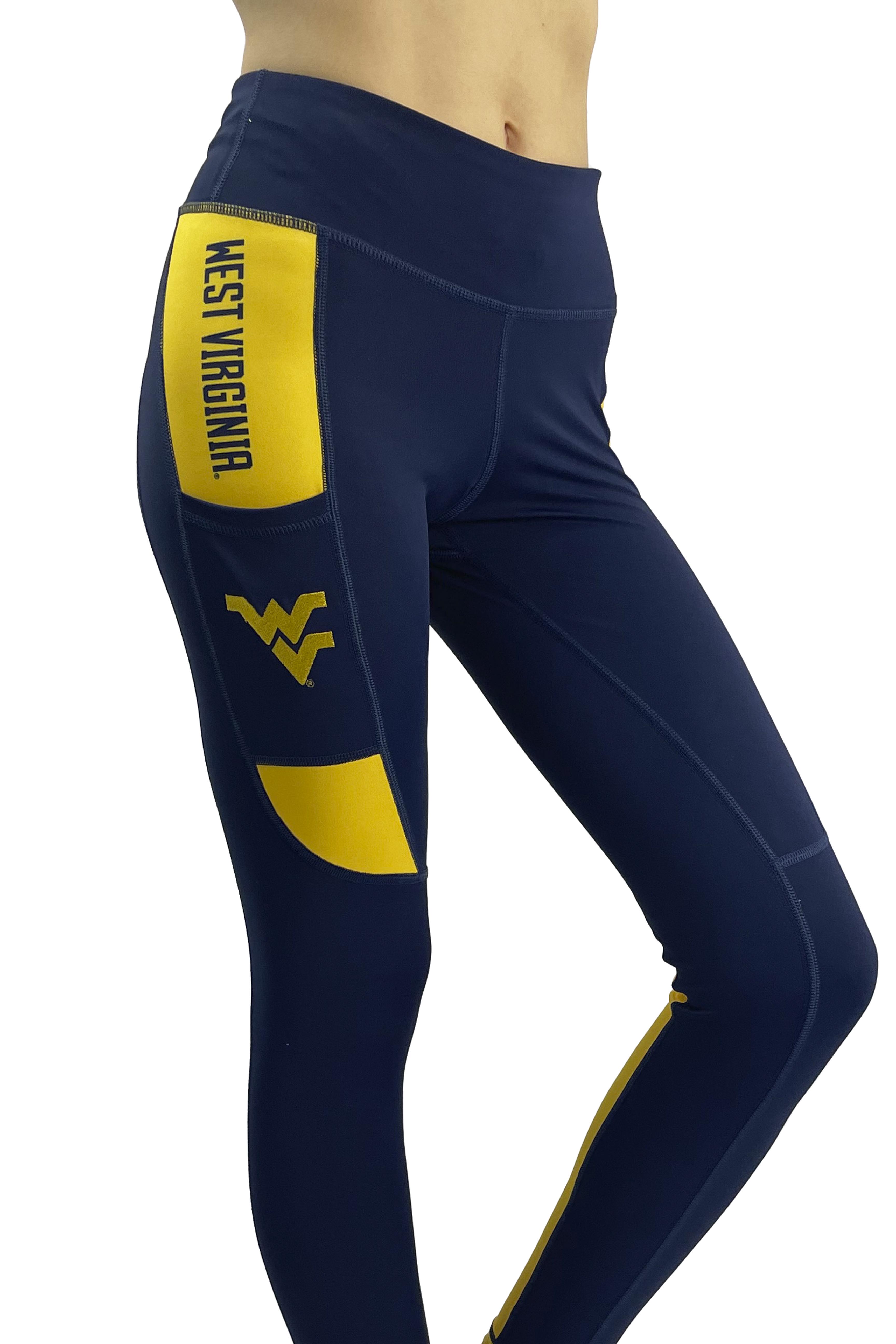 915 -West Virginia University 'Let's Go' Cell Phone Pocket Legging/Navy