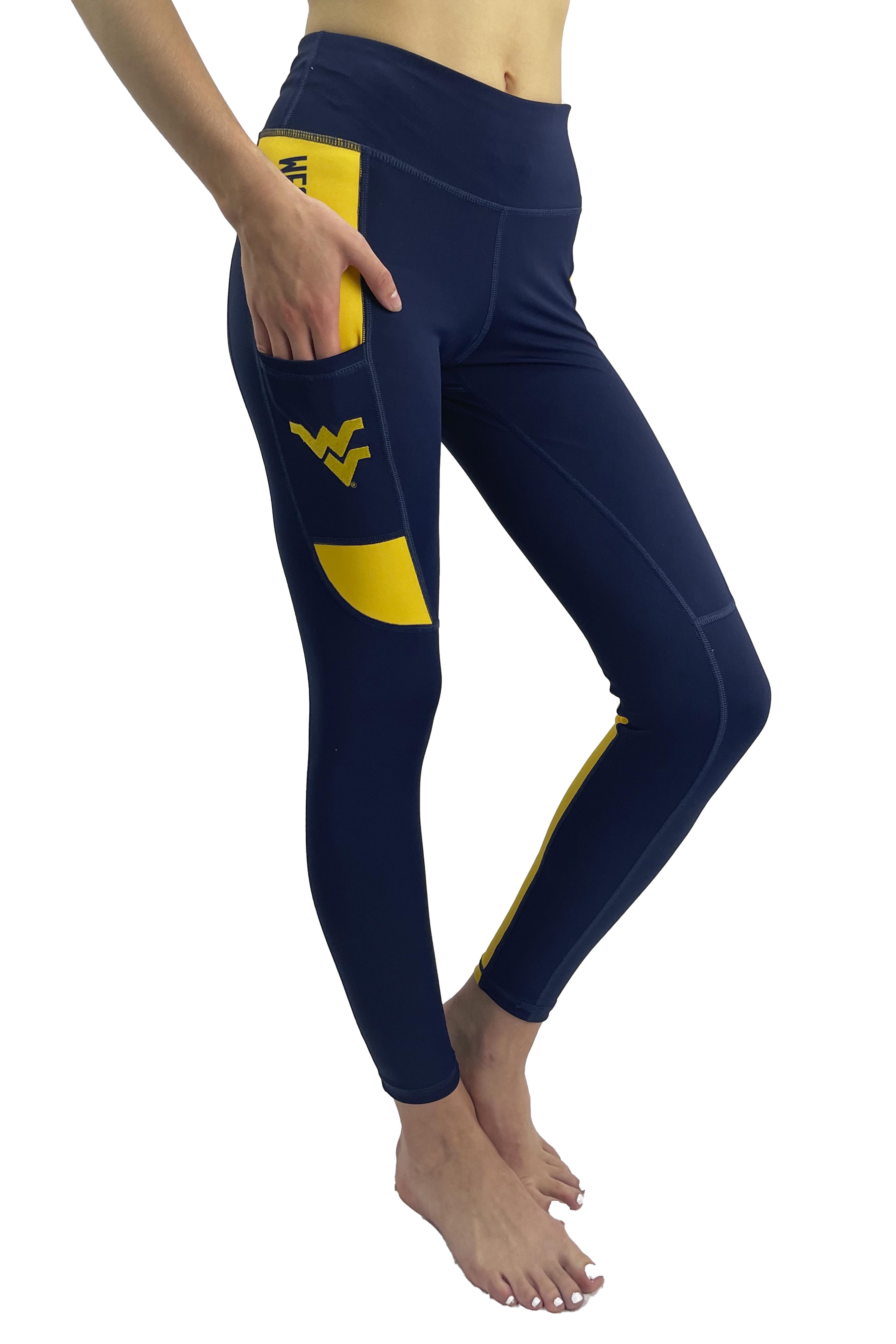 915 -West Virginia University 'Let's Go' Cell Phone Pocket Legging/Navy