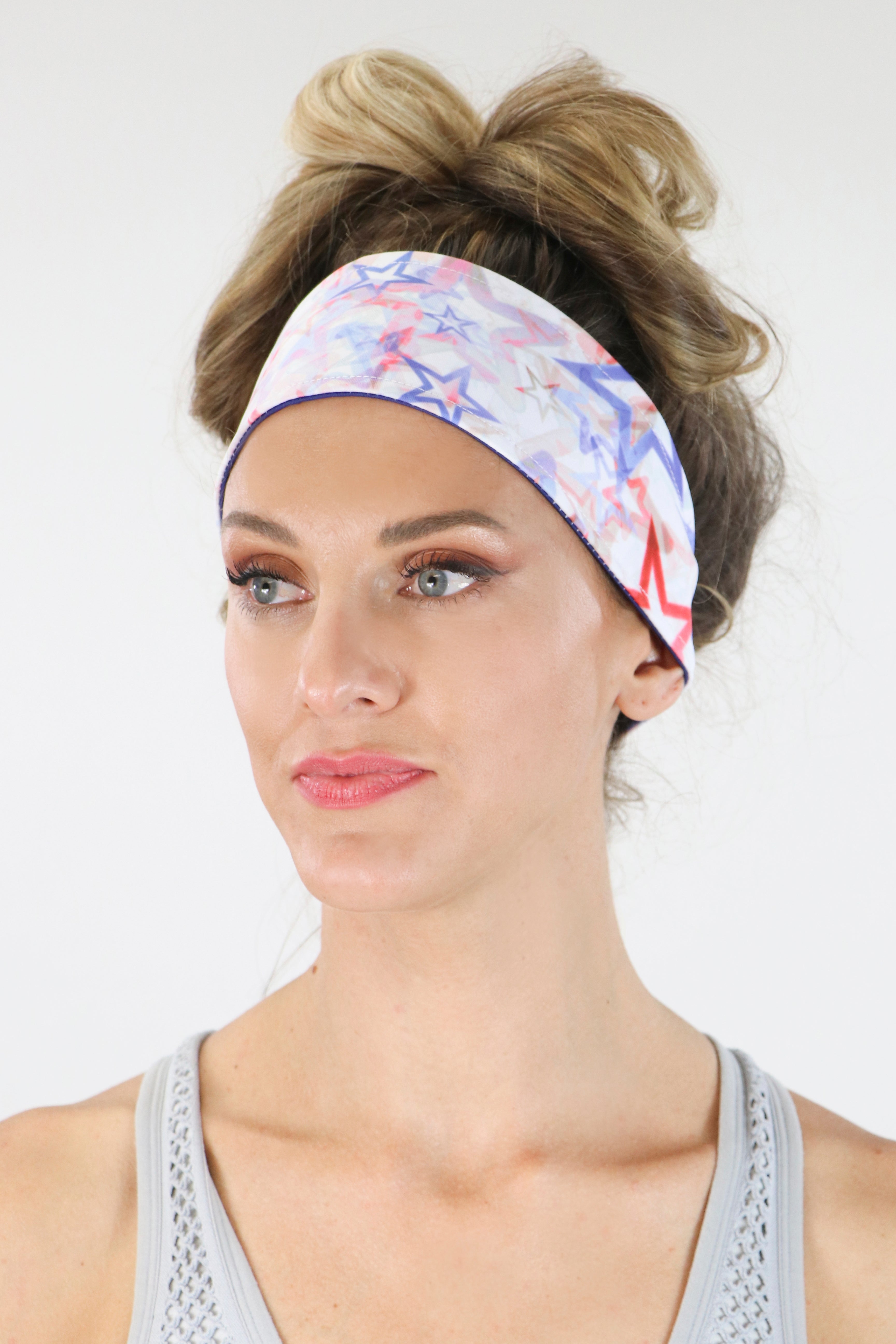 5102 - REVERSIBLE USA Stars Headband/ White - FINAL SALE