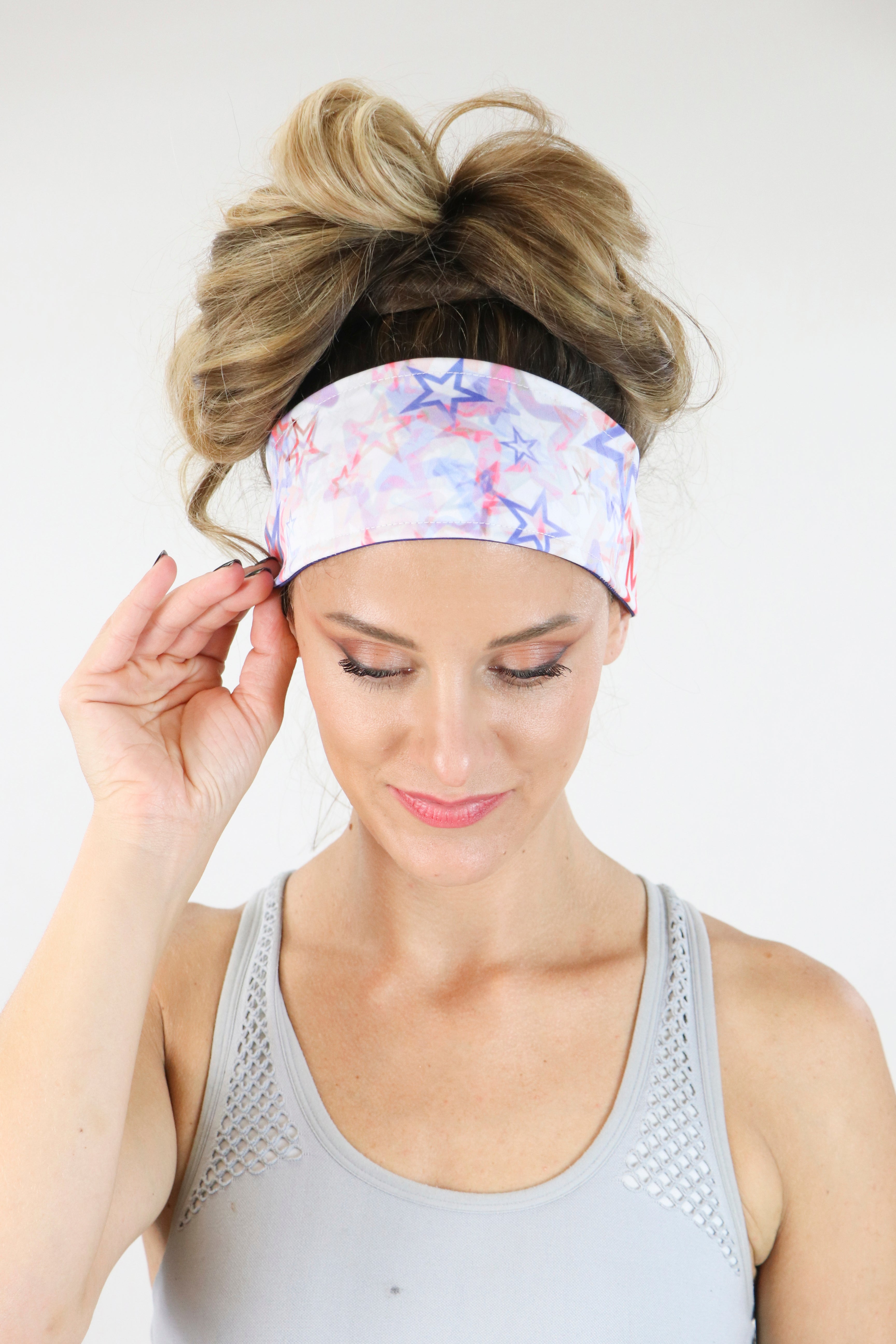 5102 - REVERSIBLE USA Stars Headband/ White - FINAL SALE
