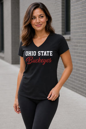 2314 - Ohio State "Buckeyes Script" V-Neck Tee/Black