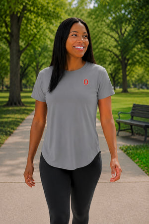 1311 -Ohio State Womens Open Back Short Sleeve Tee - Grey