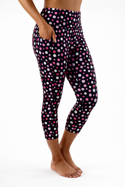 5301B- The "Dotty Chic" Perfect Pocket Capri - Pink Polka Dot - FINAL SALE