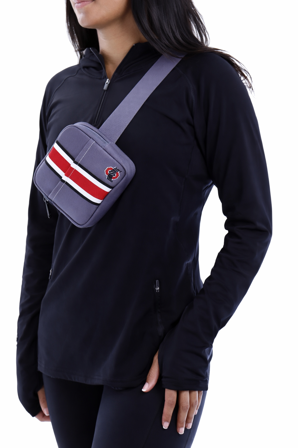 2109 - Ohio State Helmet Stripe Small Square Fanny Pack - Grey