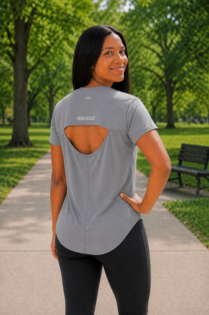 1311 -Ohio State Womens Open Back Short Sleeve Tee - Grey