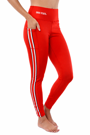 1308 - Ohio State Helmet Stripe Pocket Legging - Red