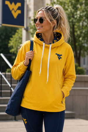 930 - West Virginia University Flying WV Snorkel Neck Hoodie/ Gold