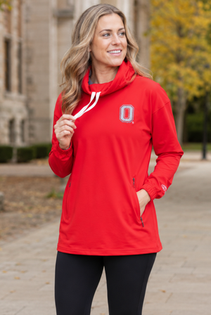 2010 - Ohio State Buckeyes Sparkle Logo Snorkel Neck Hoodie - Red
