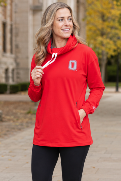 2010 - Ohio State Buckeyes Sparkle Logo Snorkel Neck Hoodie - Red