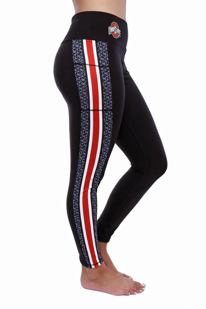 2102 - Ohio State Ohio State Buckeye Leaves Legging/Black Tonal